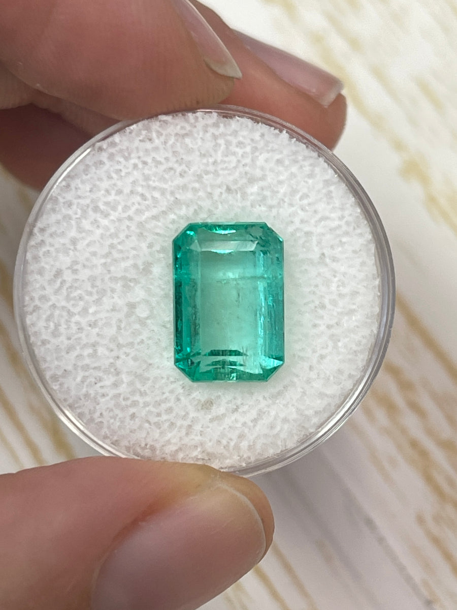 5.76 Carat 12x8 Clear Green Natural Loose Colombian Emerald- Emerald Cut