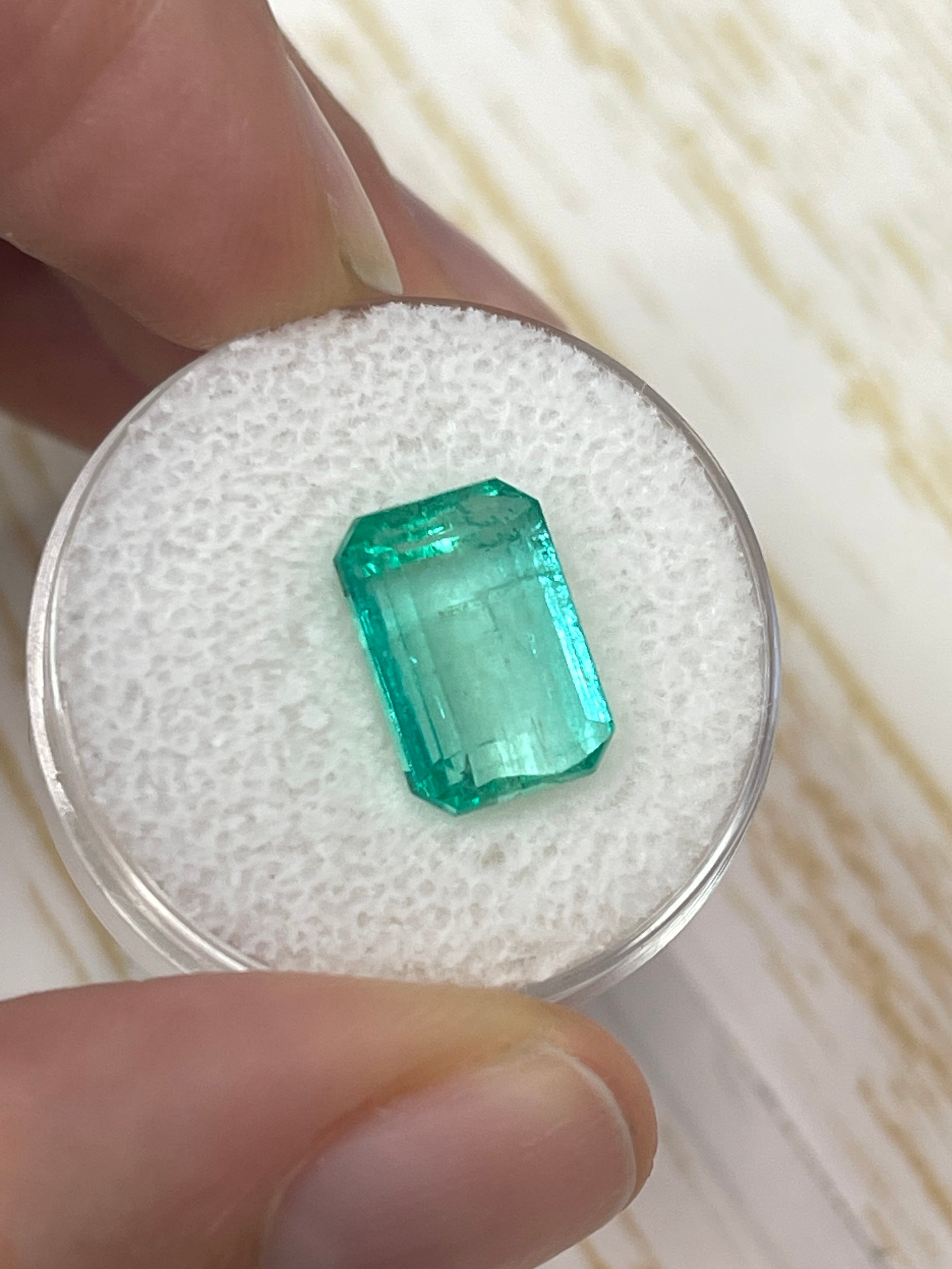 5.76 Carat 12x8 Clear Green Natural Loose Colombian Emerald- Emerald Cut - JR Colombian Emeralds