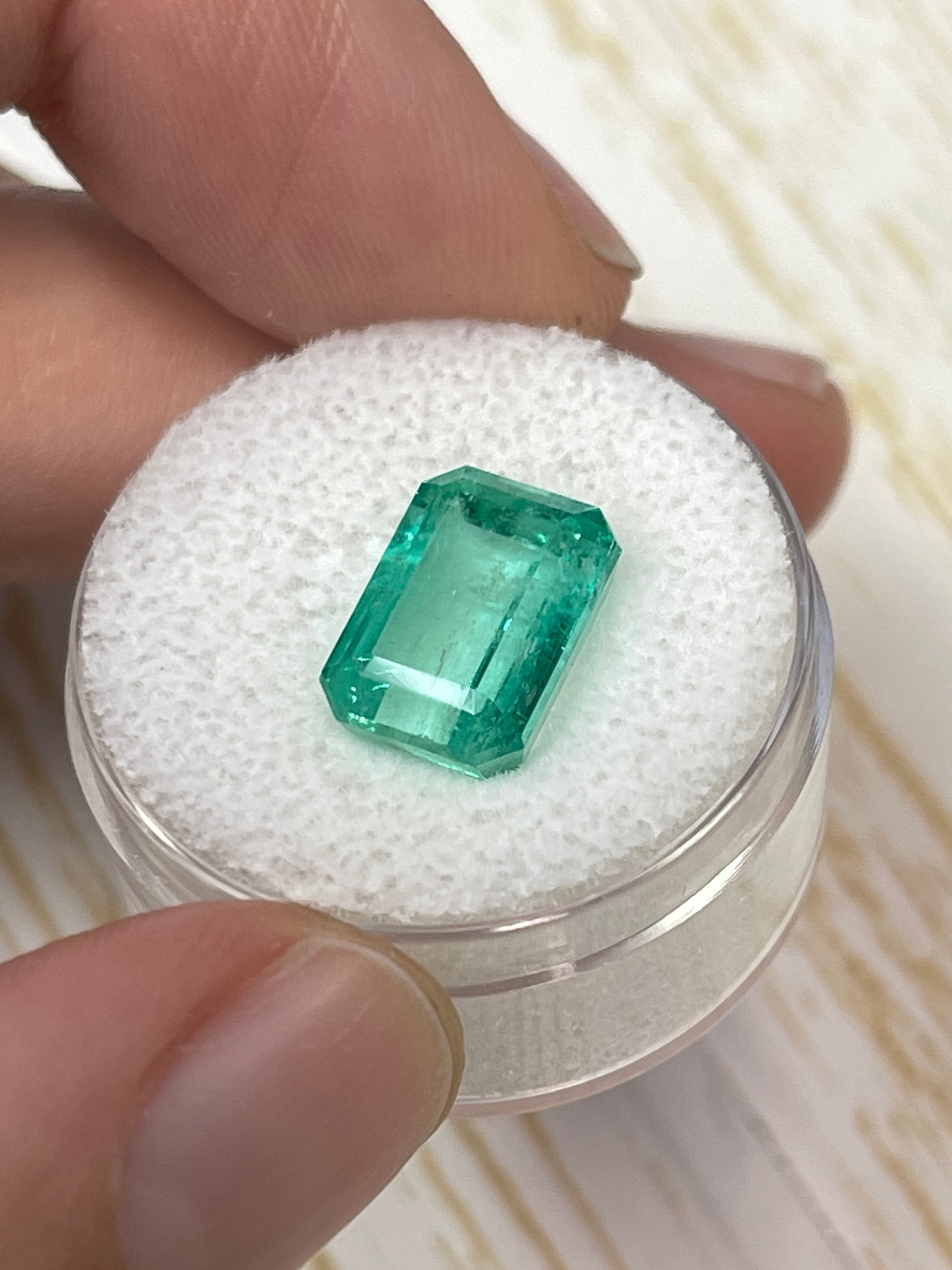 5.76 Carat 12x8 Clear Green Natural Loose Colombian Emerald- Emerald Cut - JR Colombian Emeralds