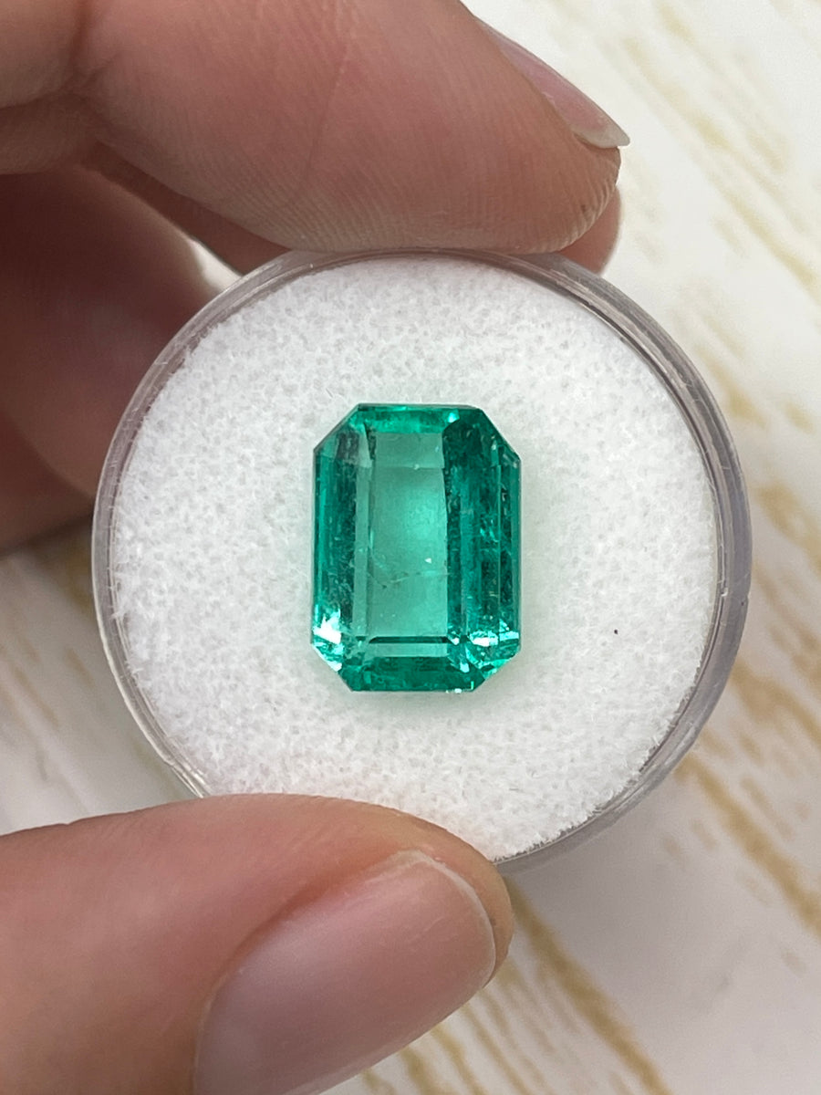 5.90 Carat 13x9 Bright Bluish Green Natural Loose- Emerald Cut