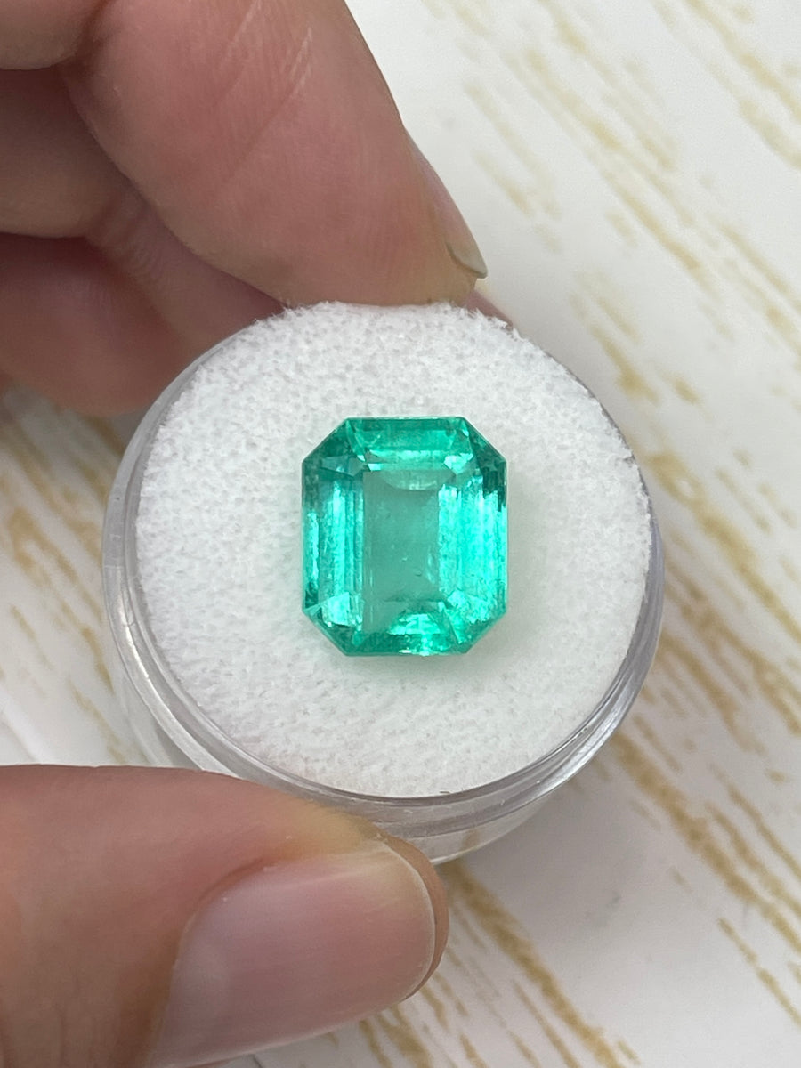 6.64 Carat 12x10.5 Eye Clean Natural Loose Colombian Emerald- Chunky Emerald Cut