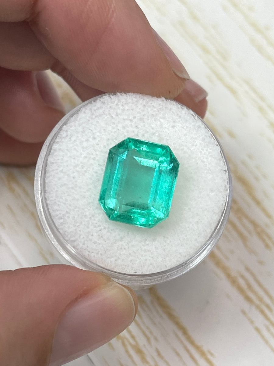 6.64 Carat 12x10.5 Eye Clean Natural Loose Colombian Emerald- Chunky Emerald Cut