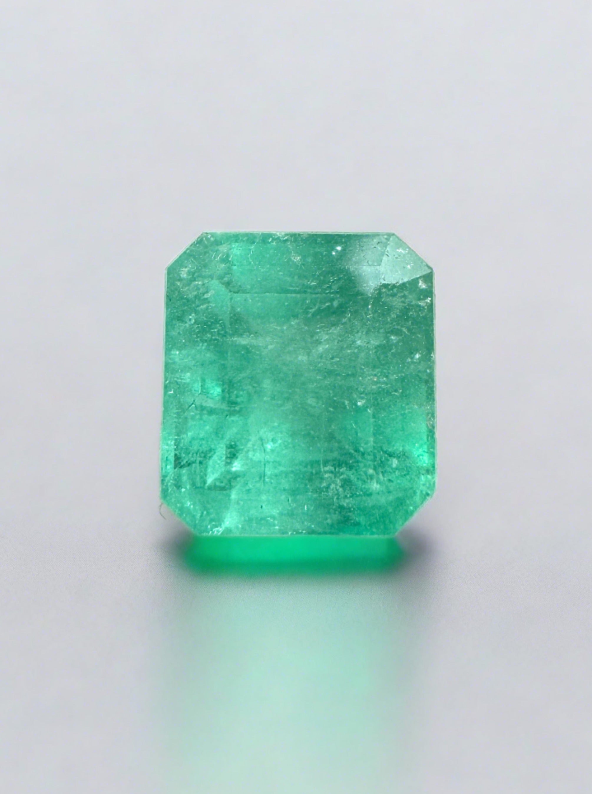 1.58 Carat 7x6.5 Pastel Green Natural Loose Colombian Emerald- Asscher Cut - JR Colombian Emeralds