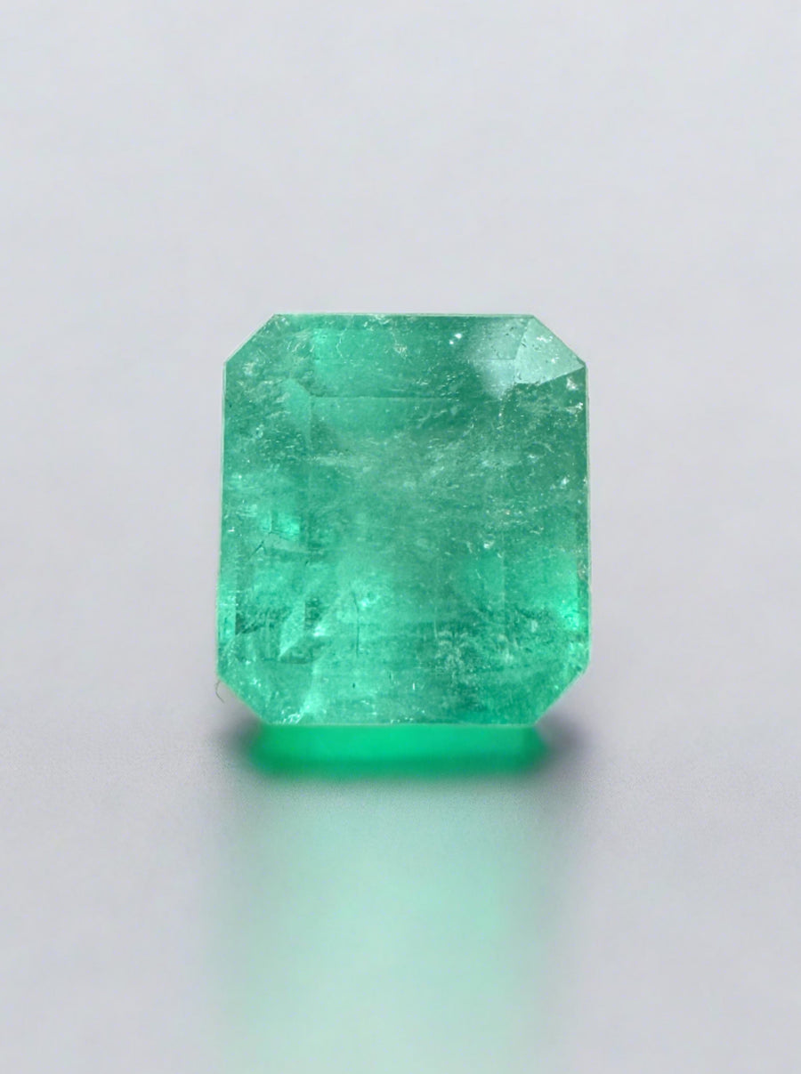 1.58 Carat 7x6.5 Pastel Green Natural Loose Colombian Emerald- Asscher Cut
