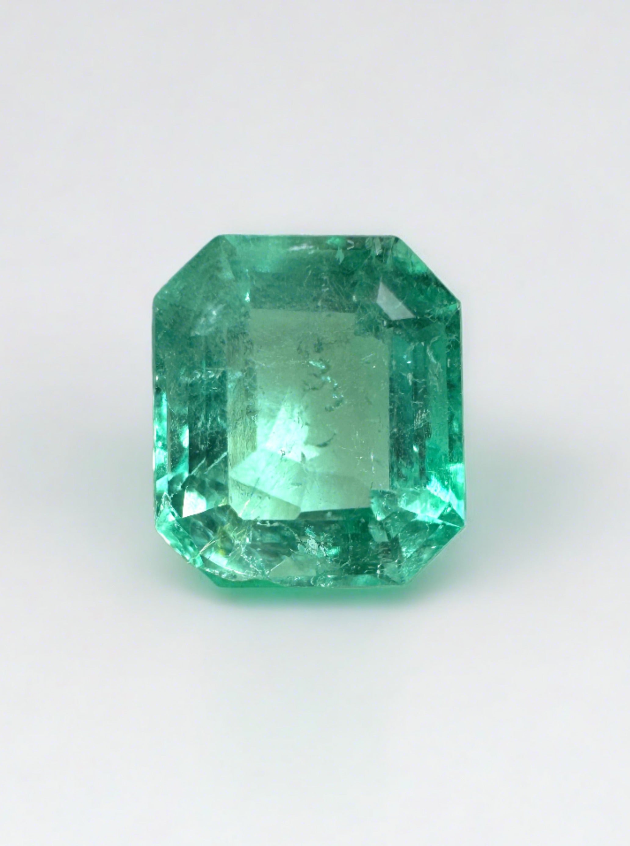 1.60 Carat 7.5x6.5 Pastel Light Green Loose Colombian Emeralds-Emerald Cut - JR Colombian Emeralds