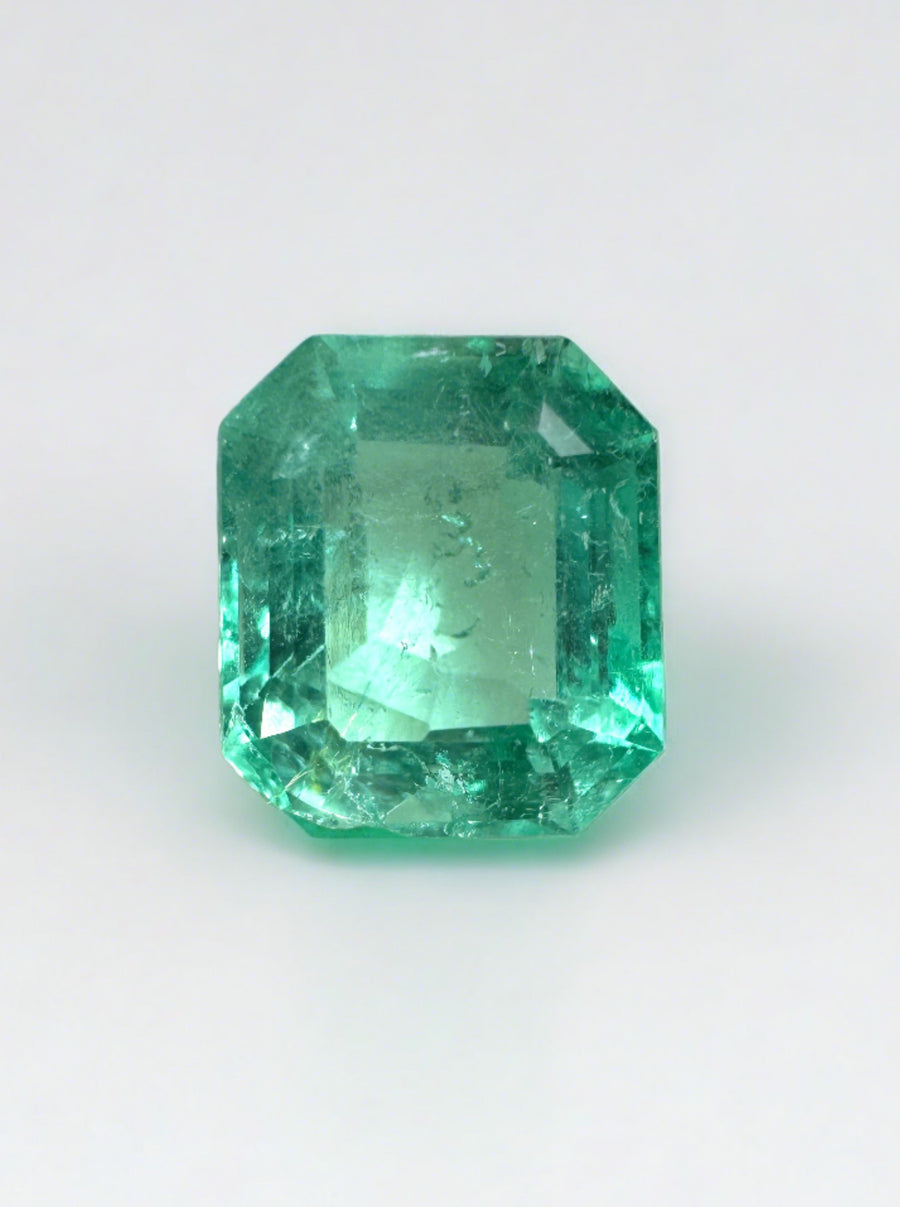 1.60 Carat 7.5x6.5 Pastel Light Green Loose Colombian Emeralds-Emerald Cut