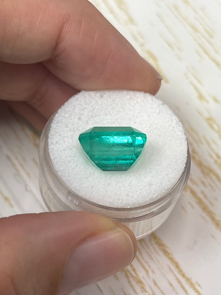 7.22 Carat 13x10 Bluish Green Loose Colombian Emerald- Emerald Cut