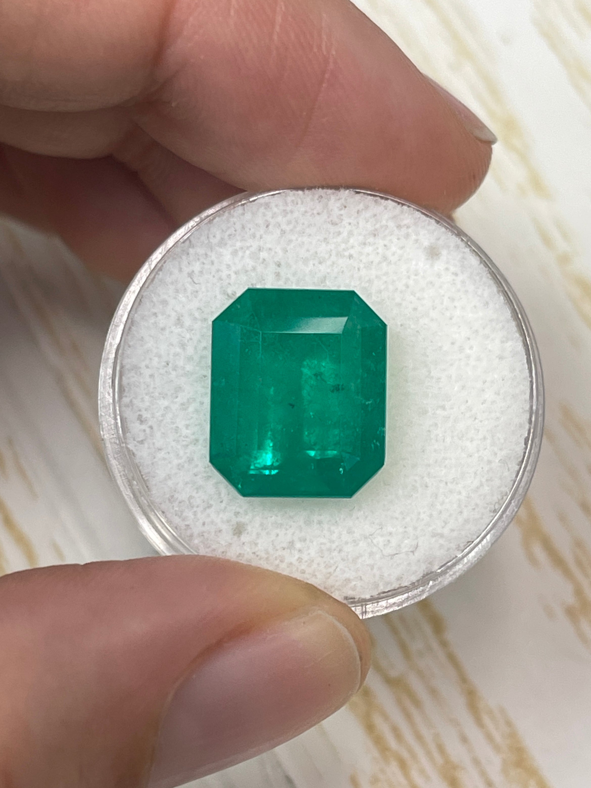 7.51 Carat 13.5x11 Deep Forest Green Emerald Cut Loose Colombian Emerald-Emerald Cut - JR Colombian Emeralds