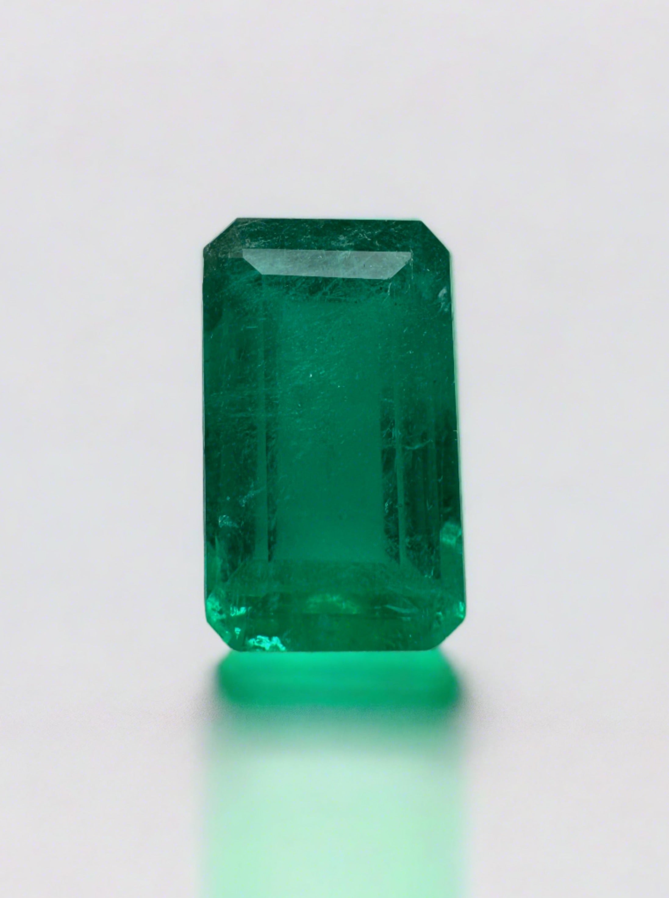 1.67 Carat 9.6x5.8 Intense Bluish Green Loose Colombian Emerald- Emerald Cut - JR Colombian Emeralds