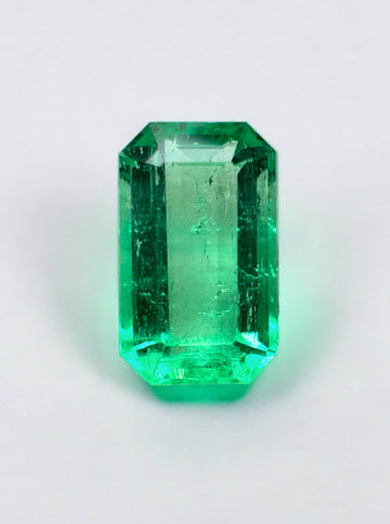 1.68 Carat 9x6 Yellowish Green Natural Loose Colombian Emerald- Emerald Cut