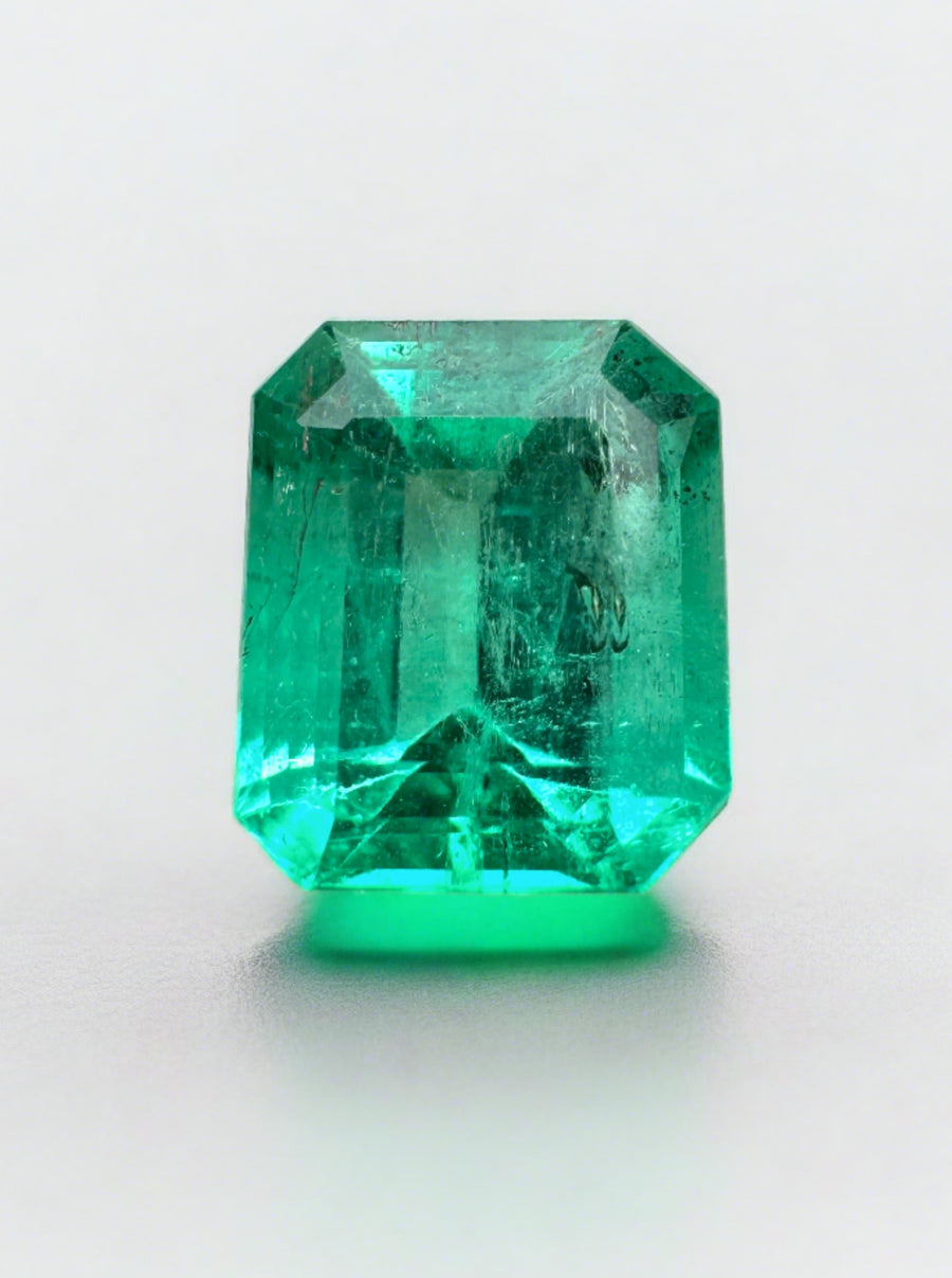 1.69 Carat Bright Bluish Green Loose Colombian Emerald- Emerald Cut