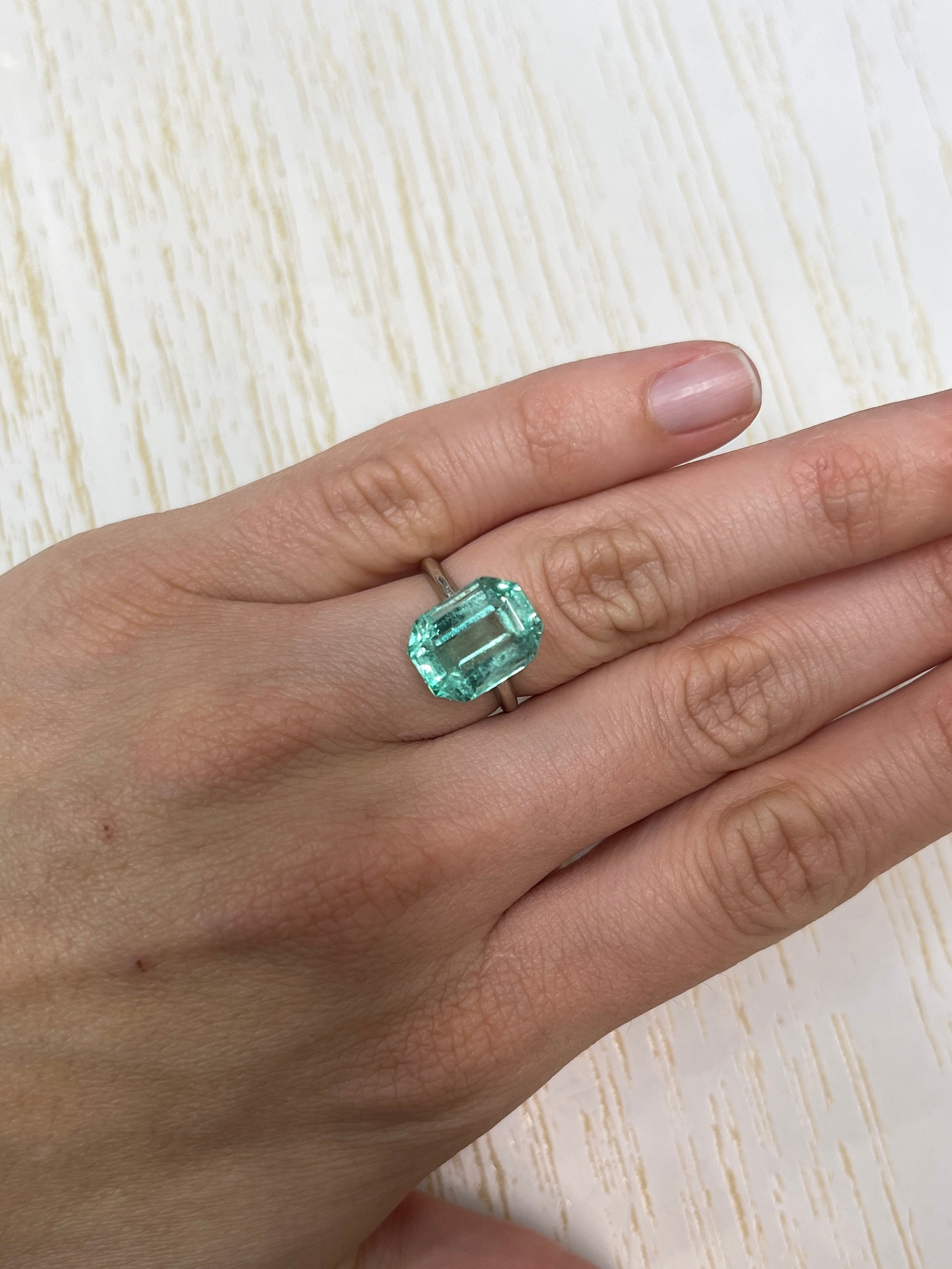 7.62 Carat 13x10 Clear Loose Colombian Emerald- Emerald Cut - JR Colombian Emeralds