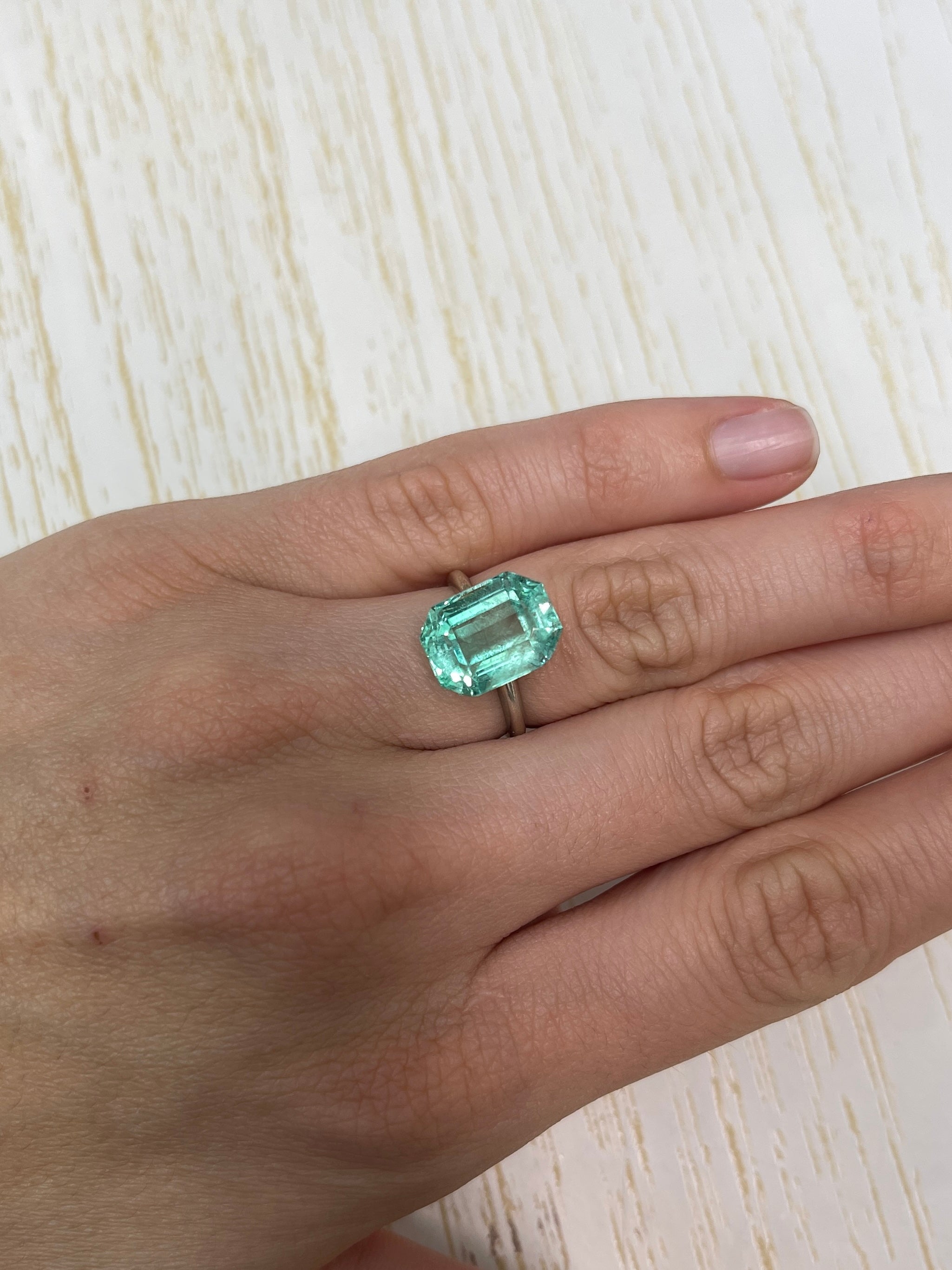 7.62 Carat 13x10 Clear Loose Colombian Emerald- Emerald Cut - JR Colombian Emeralds