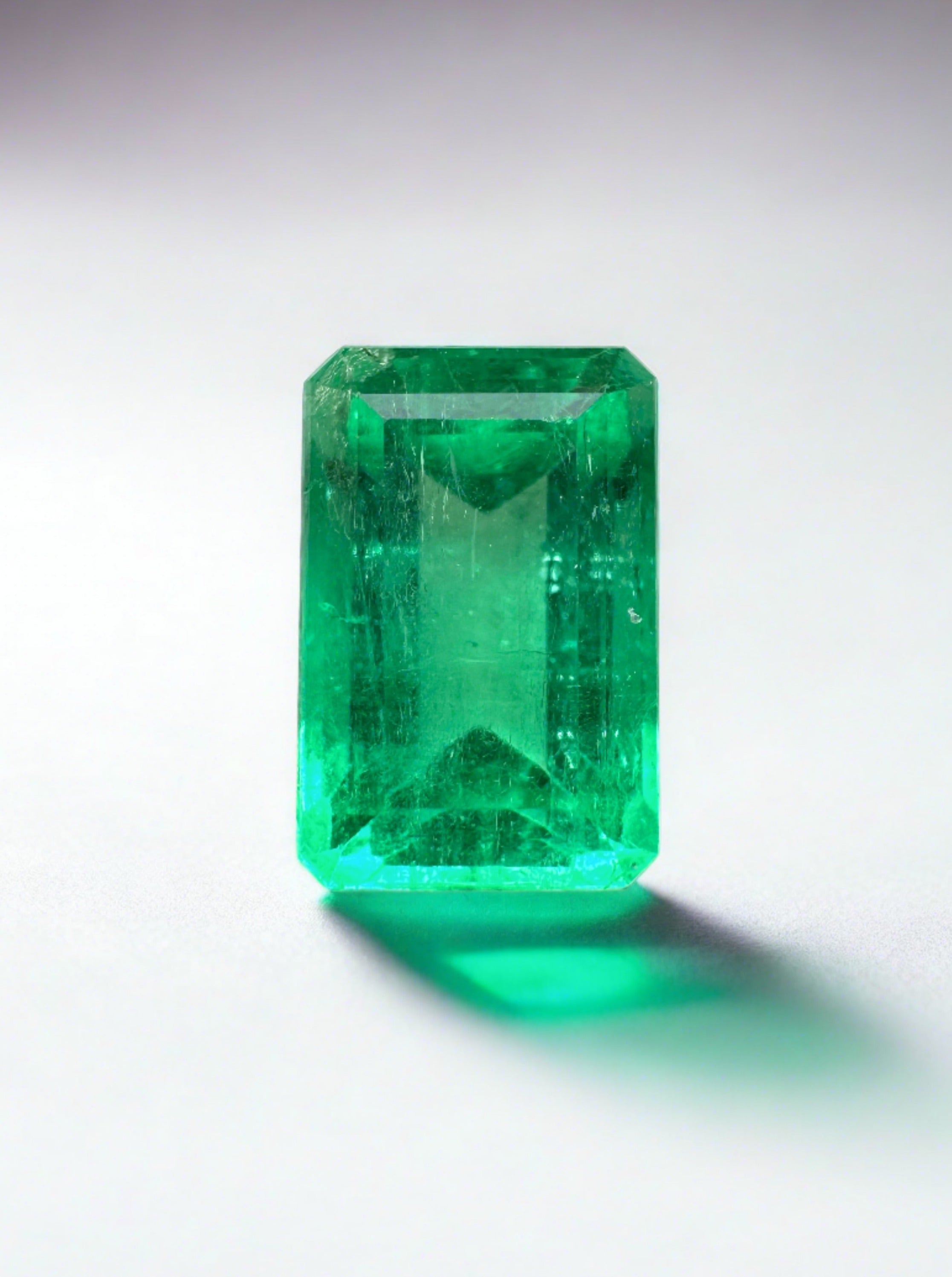 1.77 Carat Chromatic Green Natural Loose Colombian Emerald- Emerald Cut - JR Colombian Emeralds