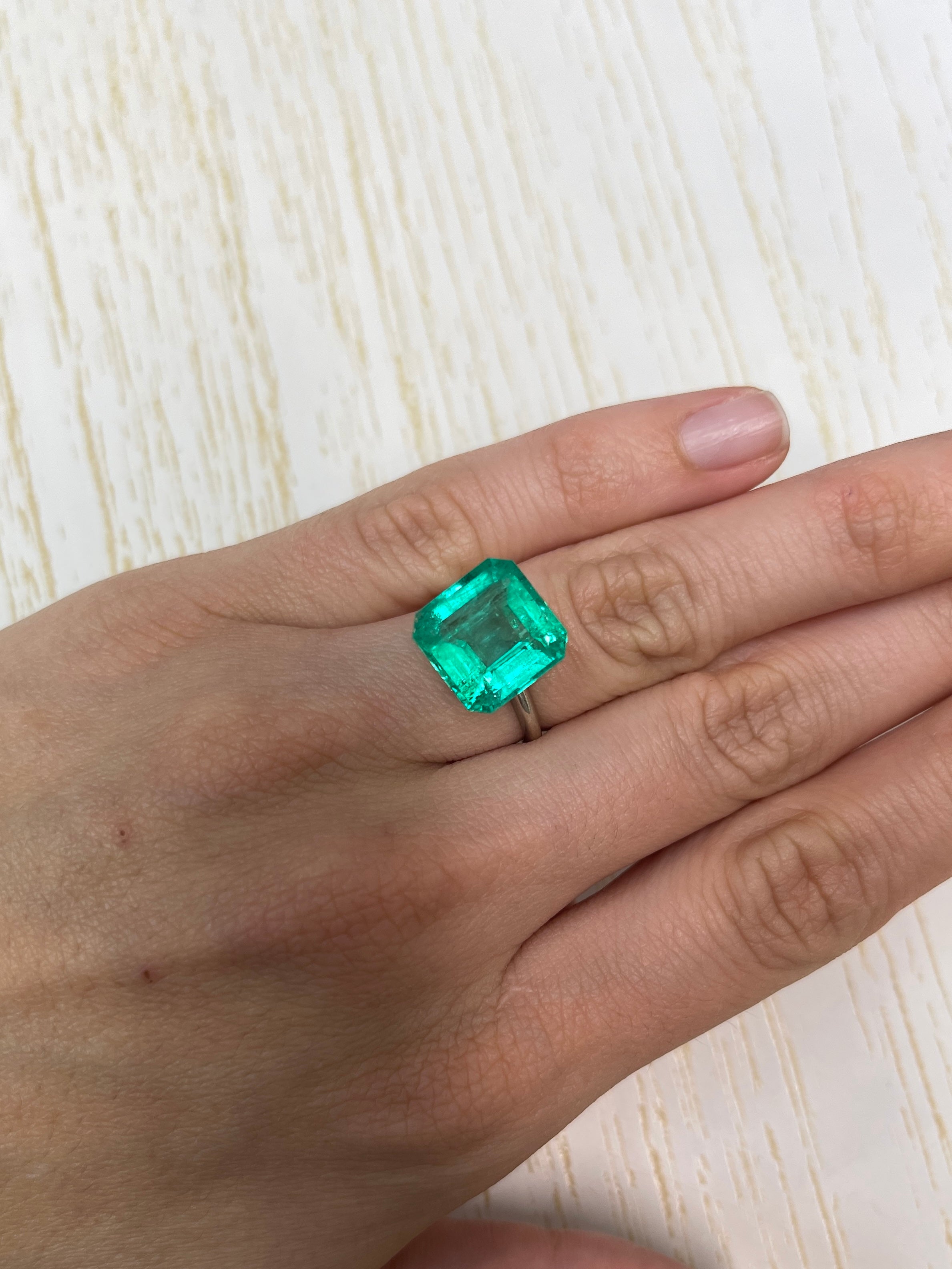 8.81 Carat 12.5x12.5 Glowing Green Natural Loose Colombian Emerald-Asscher Cut - JR Colombian Emeralds