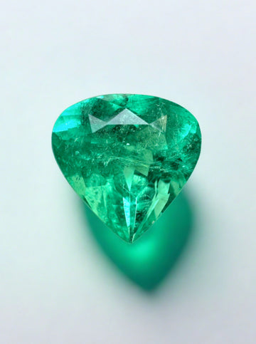 1.91 Carat 8.5x8.5 Green Natural Chunky Pear Loose Colombian Emerald