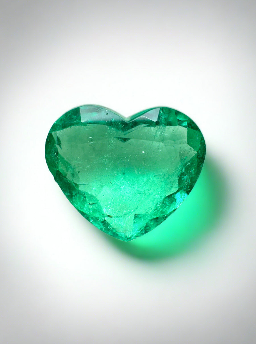 3.21 Carat Spring Green Natural Loose Colombian Emerald-Heart Cut