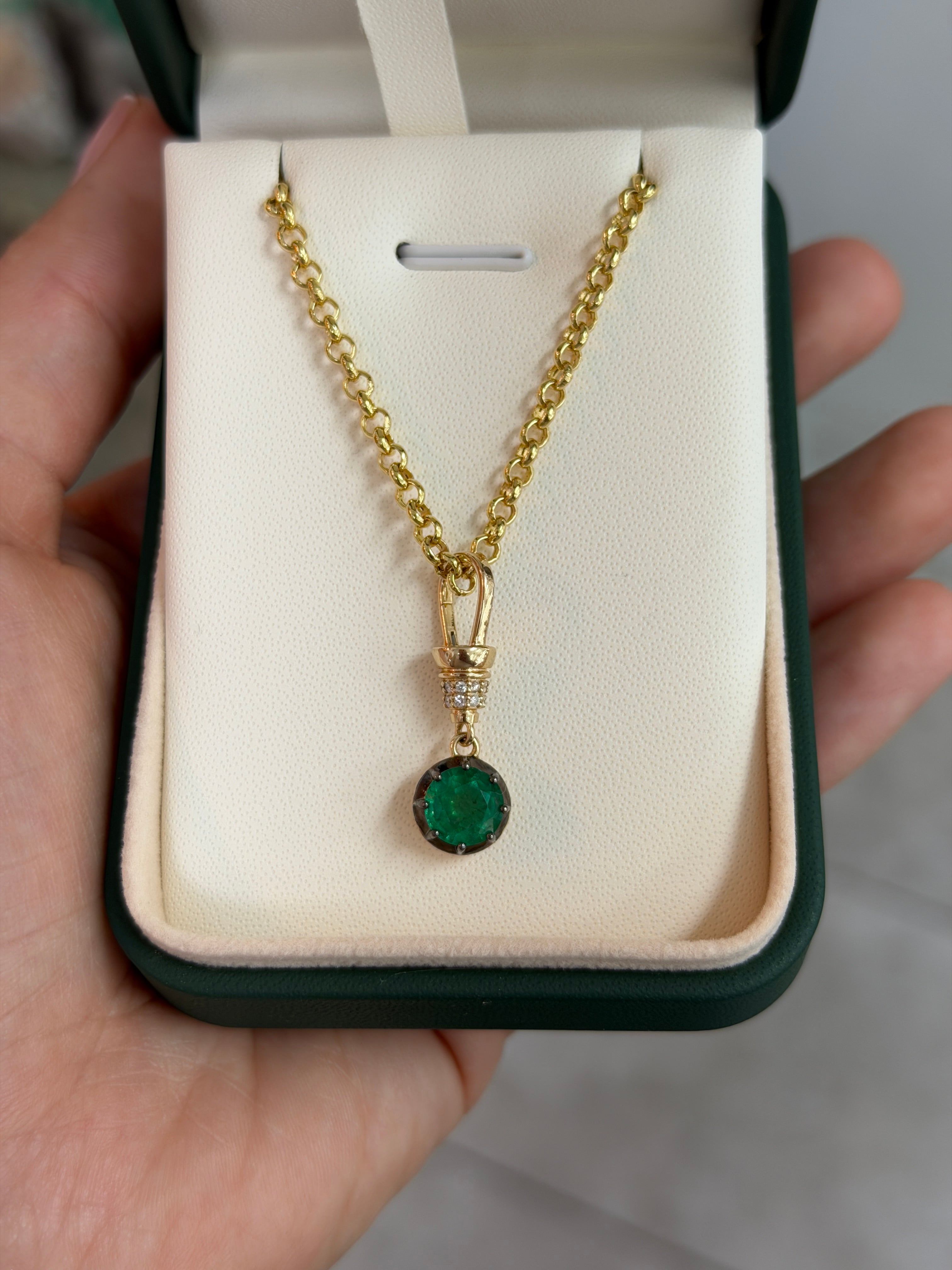 2.21tcw 14K Natural Round Cut Multi-Prong & Diamond Accent Charm Pendant Necklace