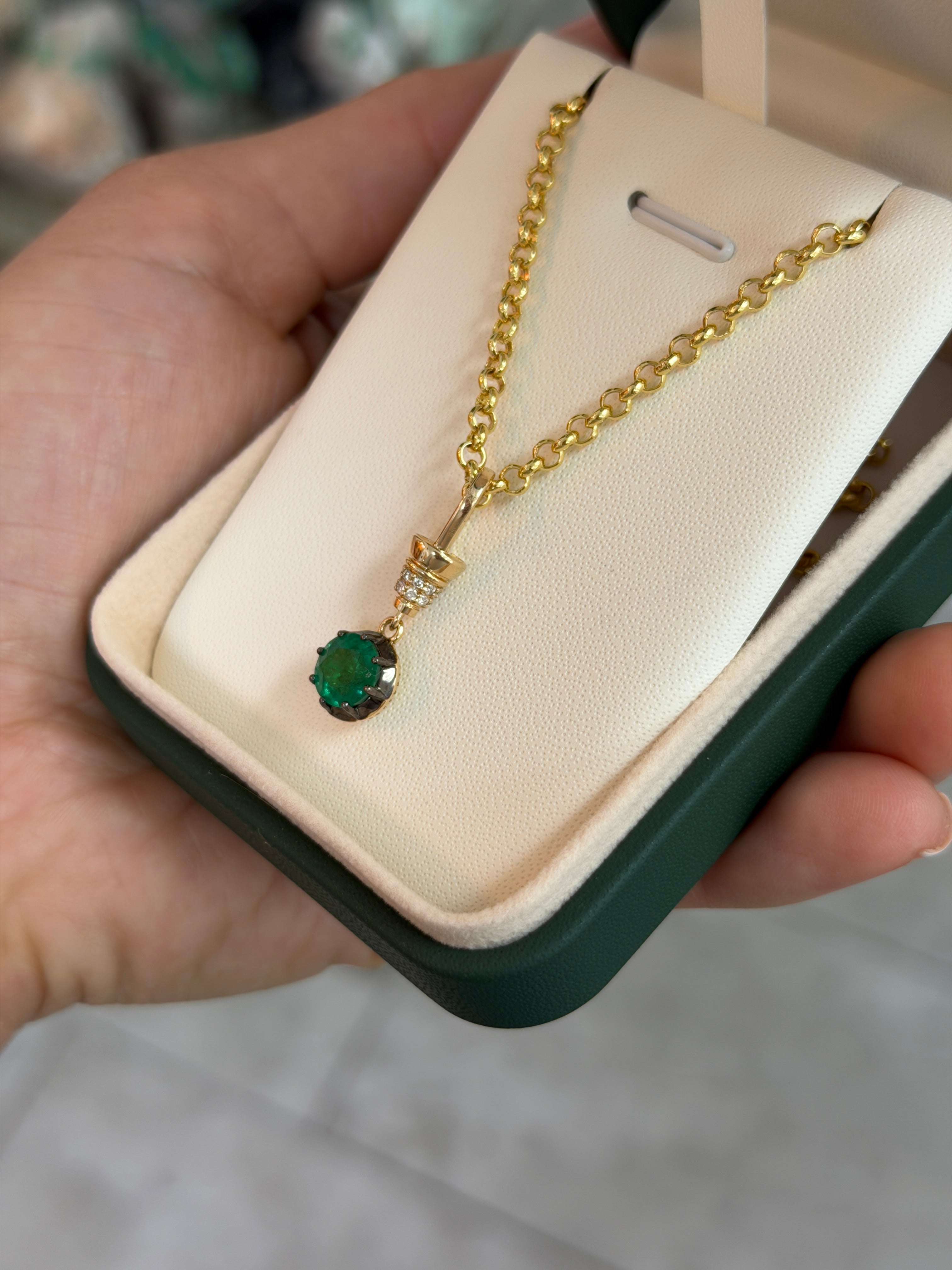 2.21tcw 14K Natural Round Cut Multi-Prong & Diamond Accent Charm Pendant Necklace