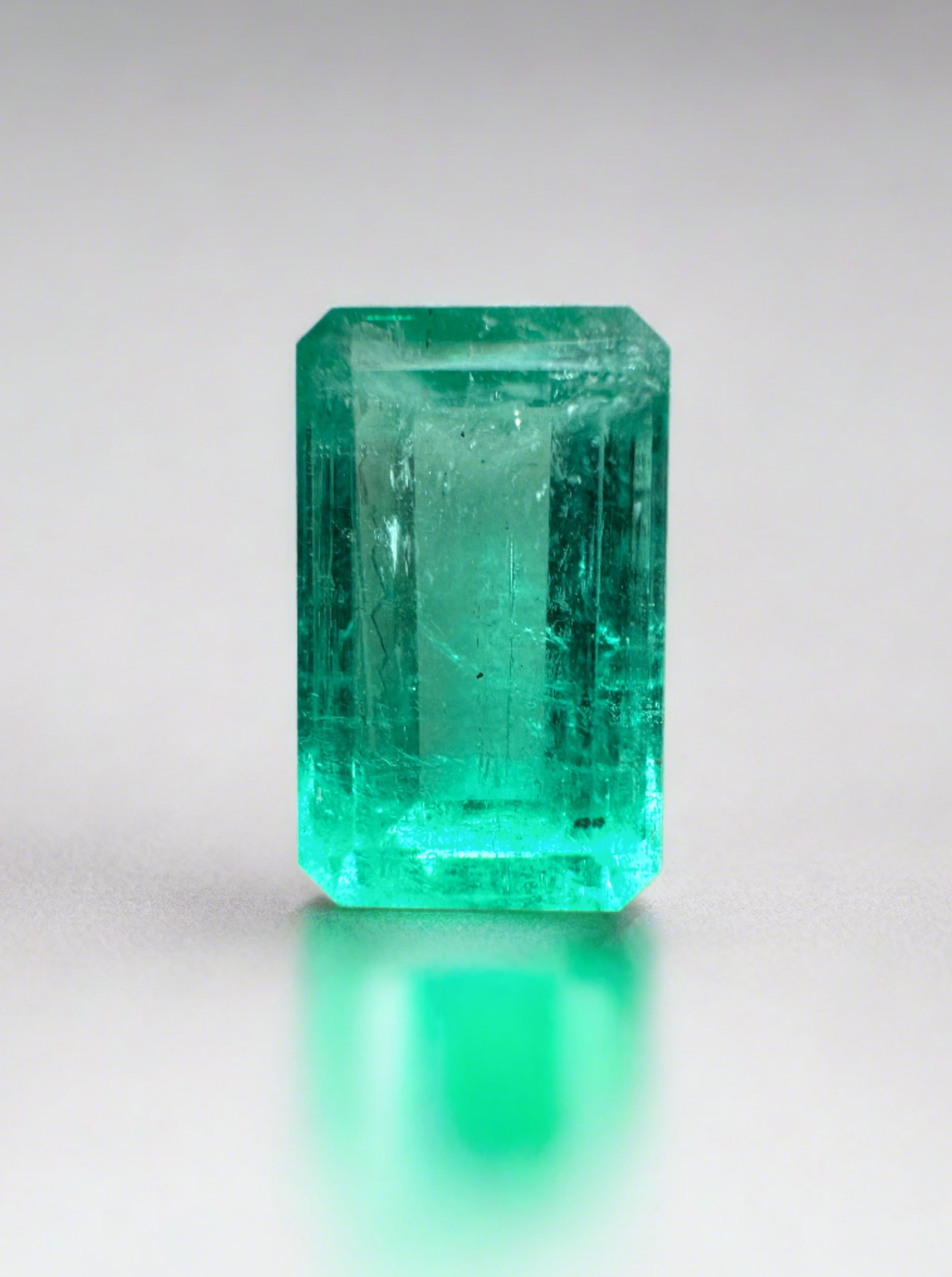 1.80 Carat Bright Bluish Green Loose Colombian Emerald- Emerald Cut - JR Colombian Emeralds