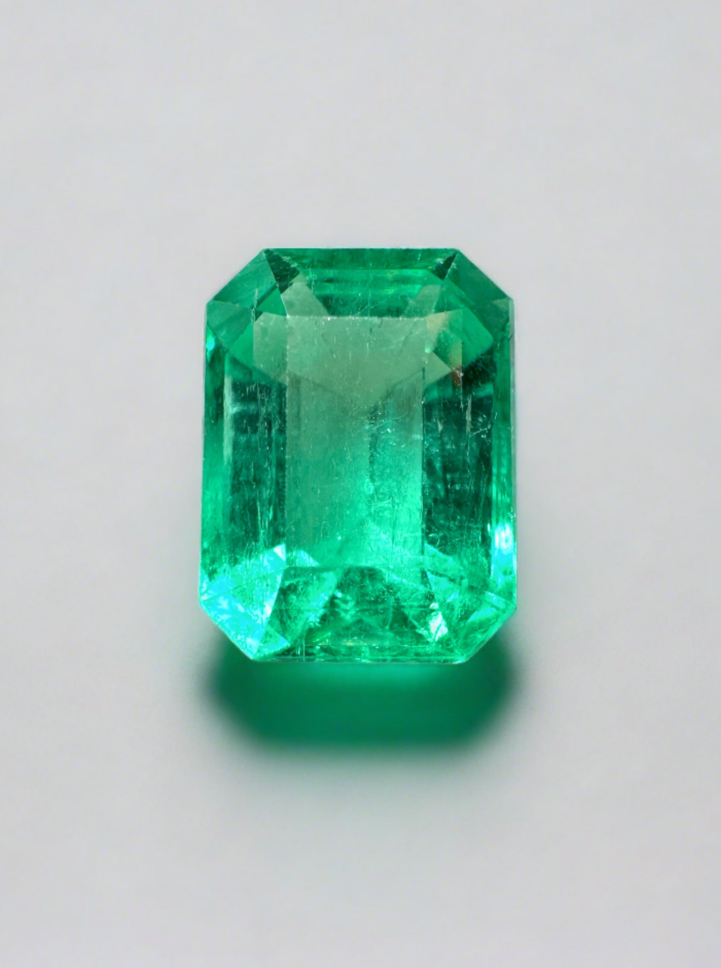 1.80 Carat Vivacious Green Natural Loose Colombian Emerald- Emerald Cut - JR Colombian Emeralds