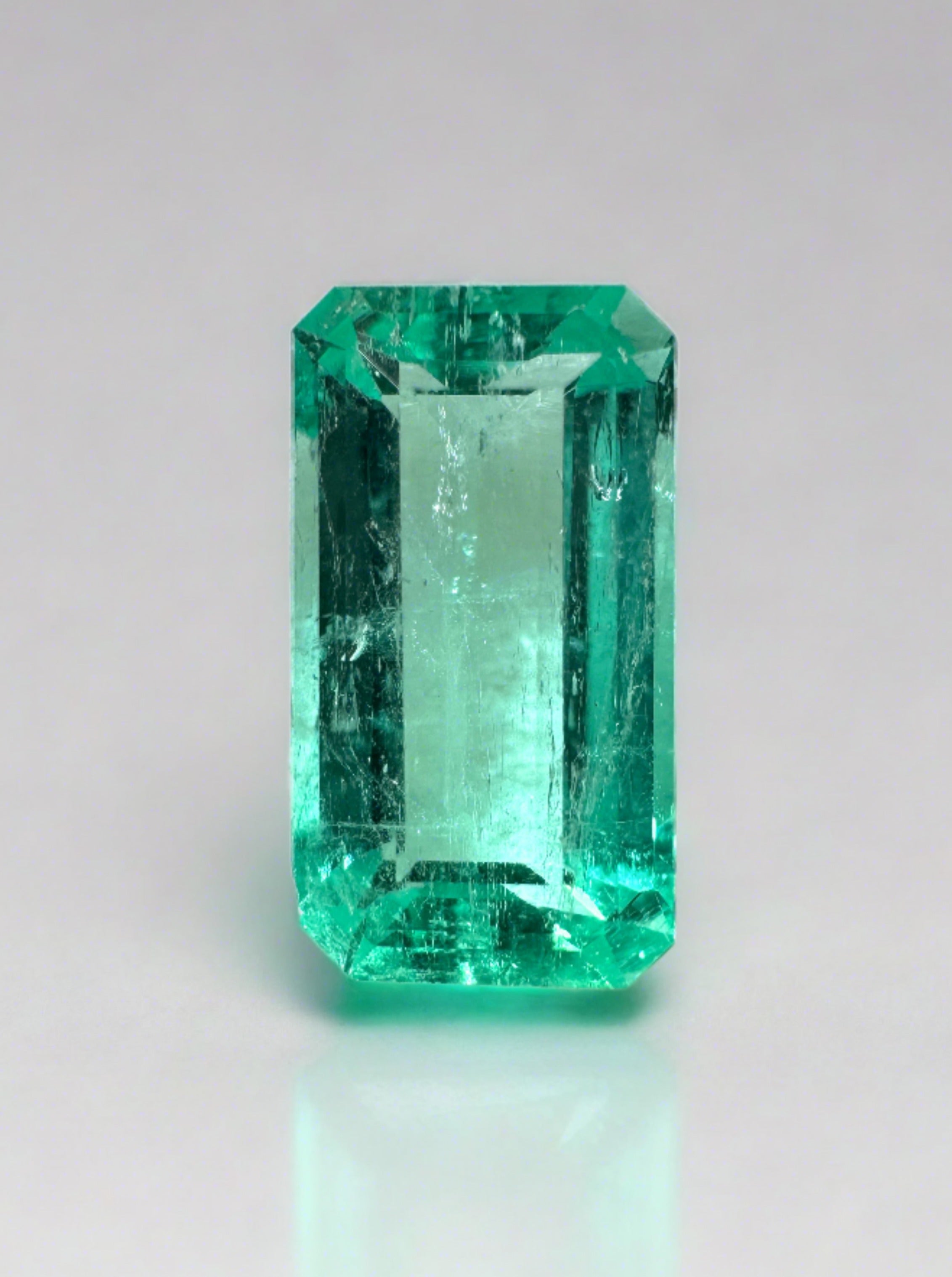 1.80 Carat VVS 10x6 Slender Bluish Green Loose Colombian Emerald-Emerald Cut - JR Colombian Emeralds