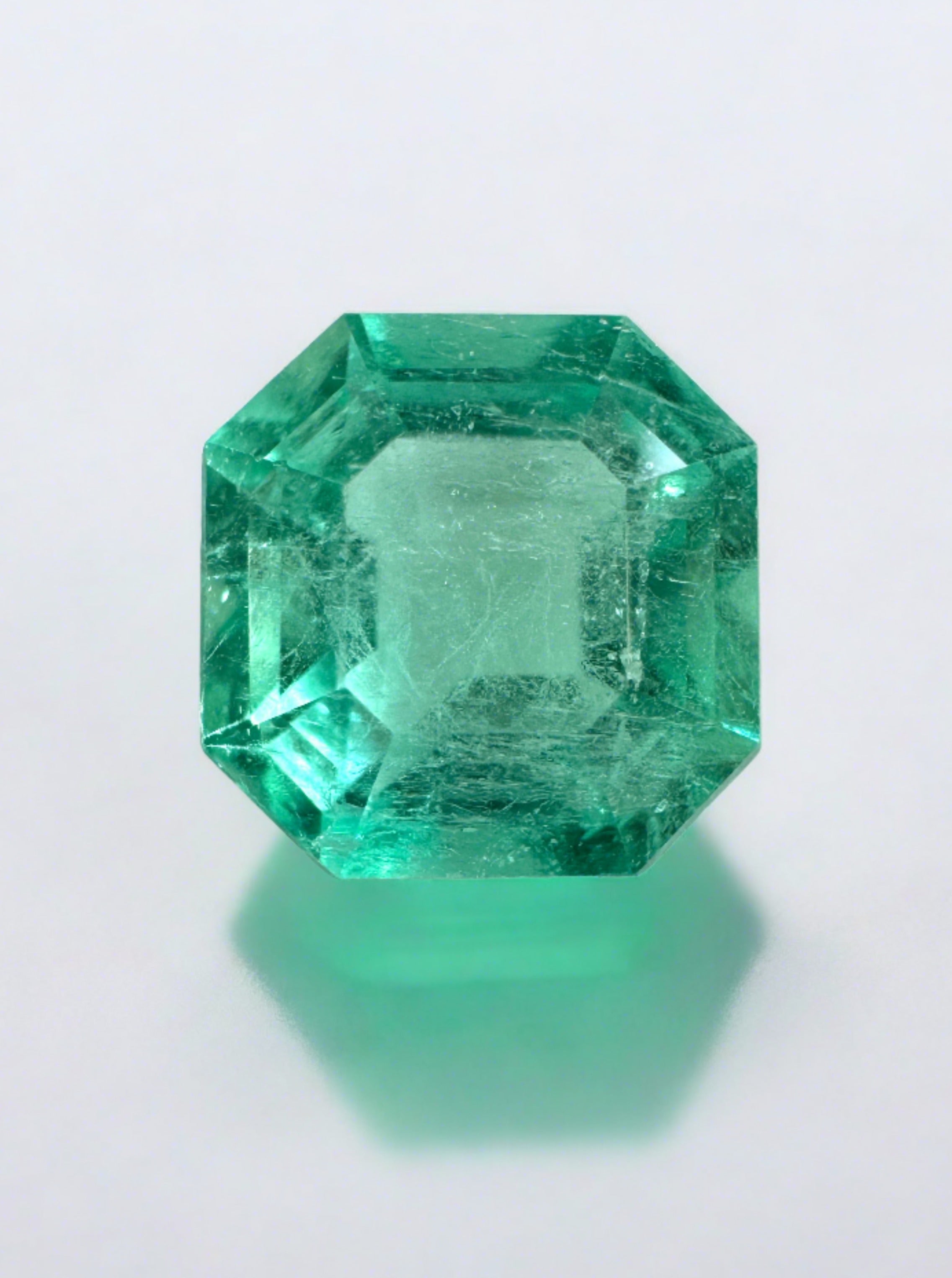 1.87 Carat 8x8 Art Deco Medium Green Natural Loose Colombian Emerald- Asscher Cut - JR Colombian Emeralds