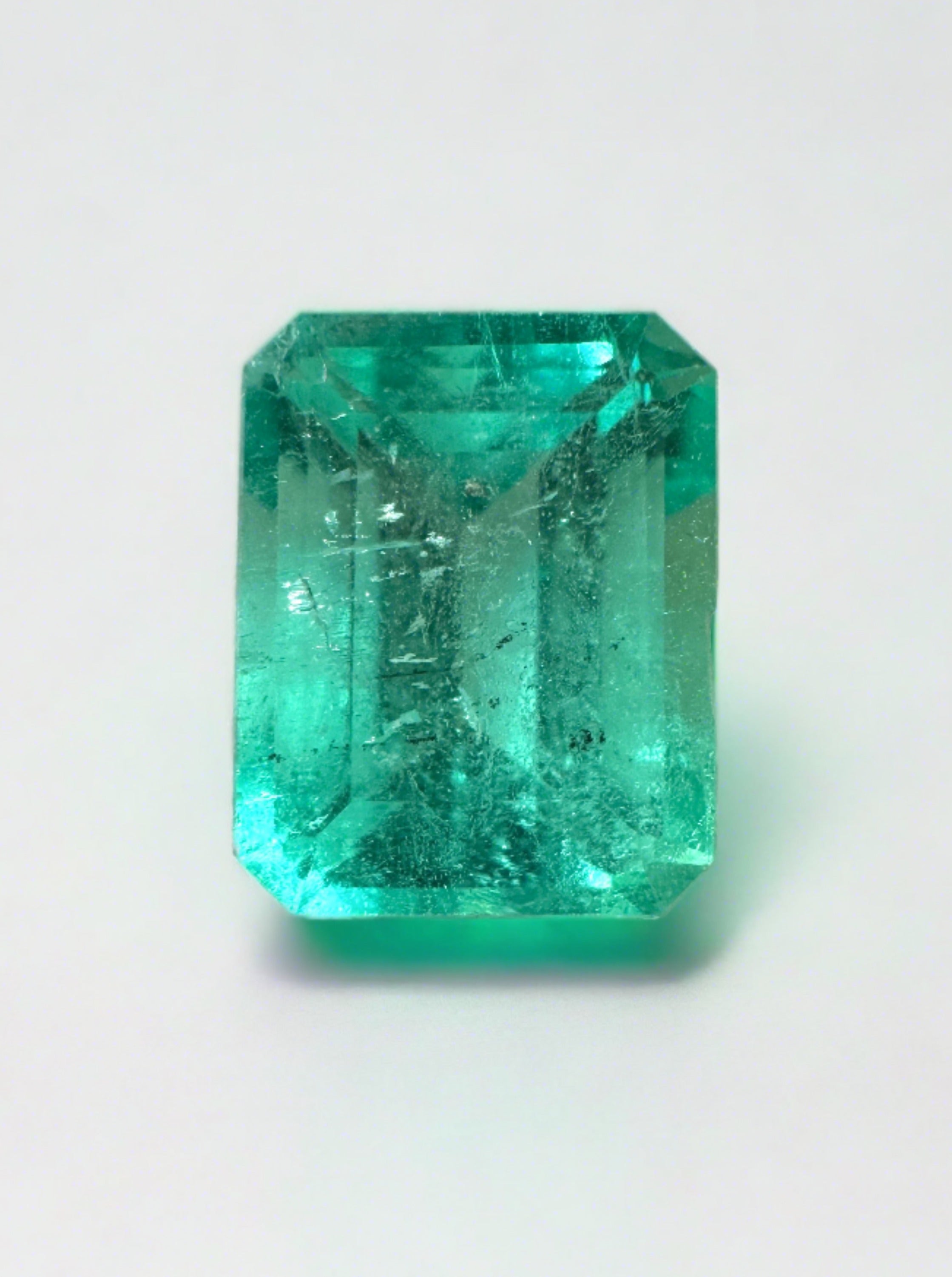 1.91 Carat Pastel Bluish Green Natural Loose Colombian Emerald-Emerald Cut - JR Colombian Emeralds