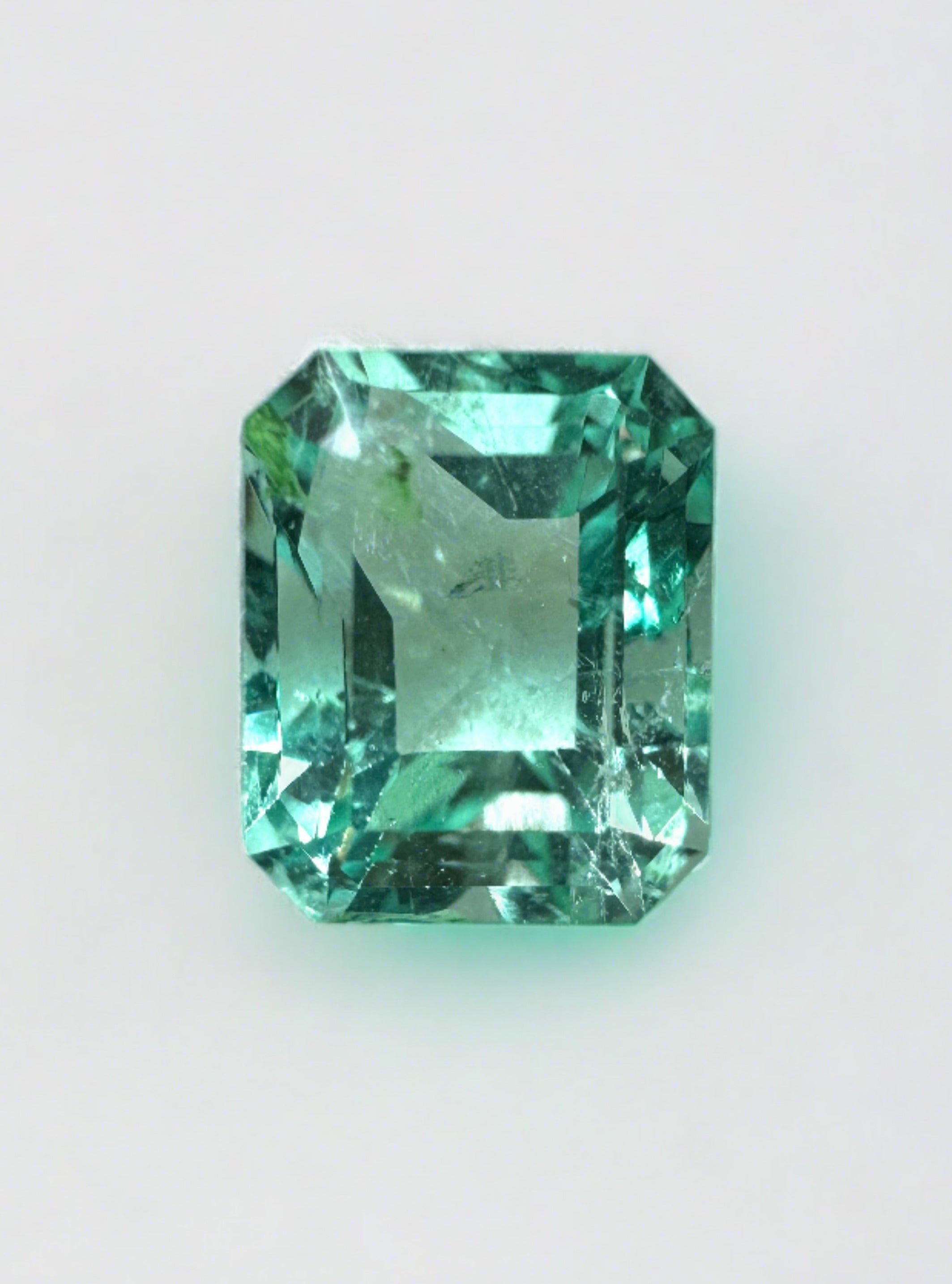 1.93 Carat Ultra Lustrous Seafoam Green Natural Loose Colombian Emerald-Emerald Cut - JR Colombian Emeralds