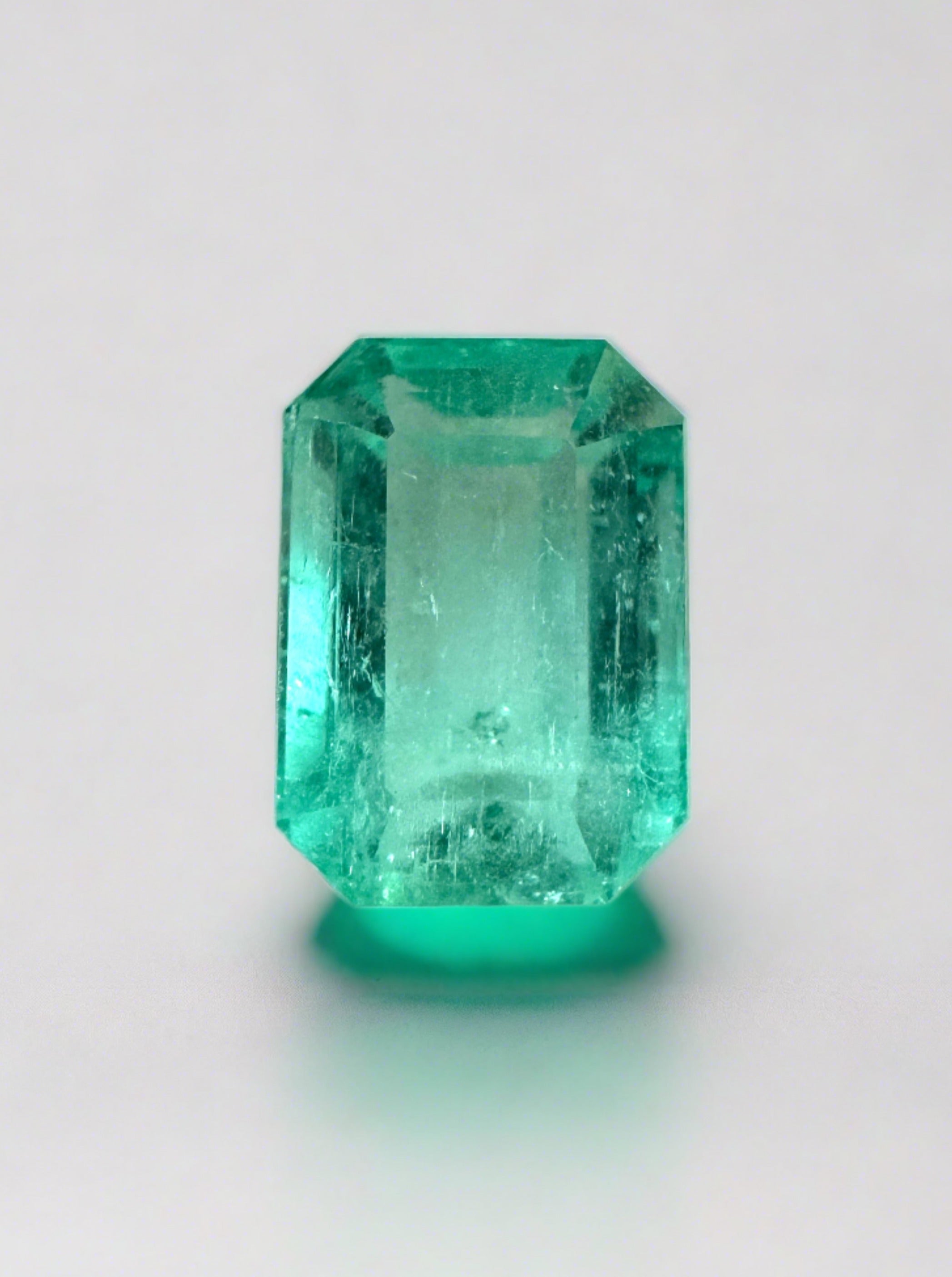 1.99 Carat 8x6 Light Green Natural Loose Colombian Emerald-Emerald Cut - JR Colombian Emeralds