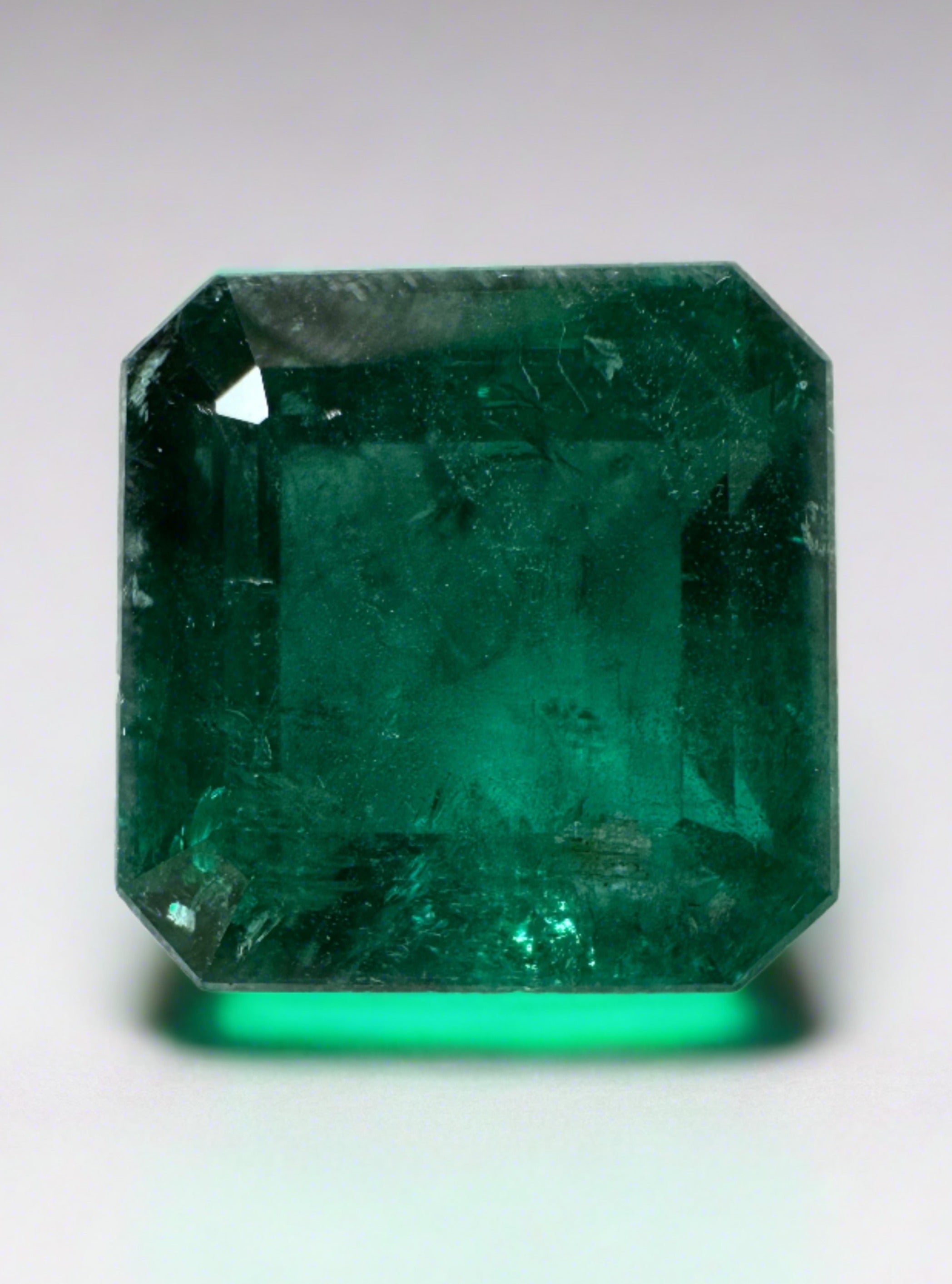 10.01 Carat 12.5x12.5 Vivid Dark Green Natural Loose Zambian Emerald-Asscher Cut - JR Colombian Emeralds