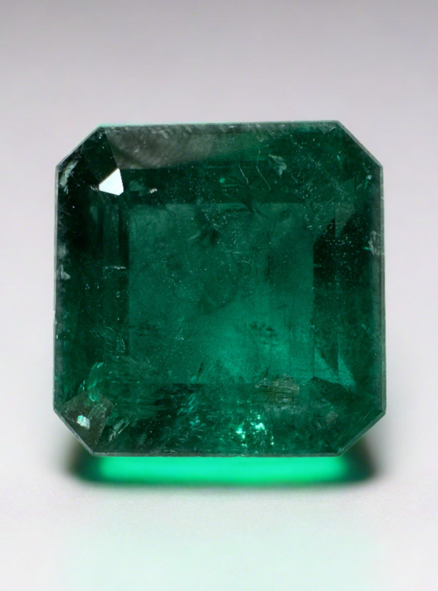 10.01 Carat 12.5x12.5 Vivid Dark Green Natural Loose Zambian Emerald-Asscher Cut