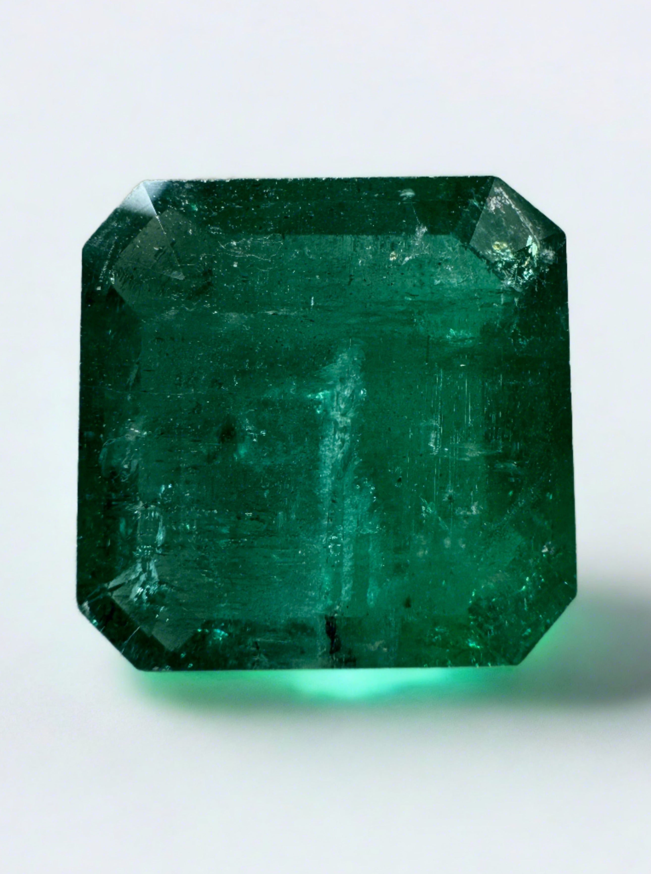 10.02 Carat 13.5x13.5 Dark Green Natural Loose Zambian - JR Colombian Emeralds