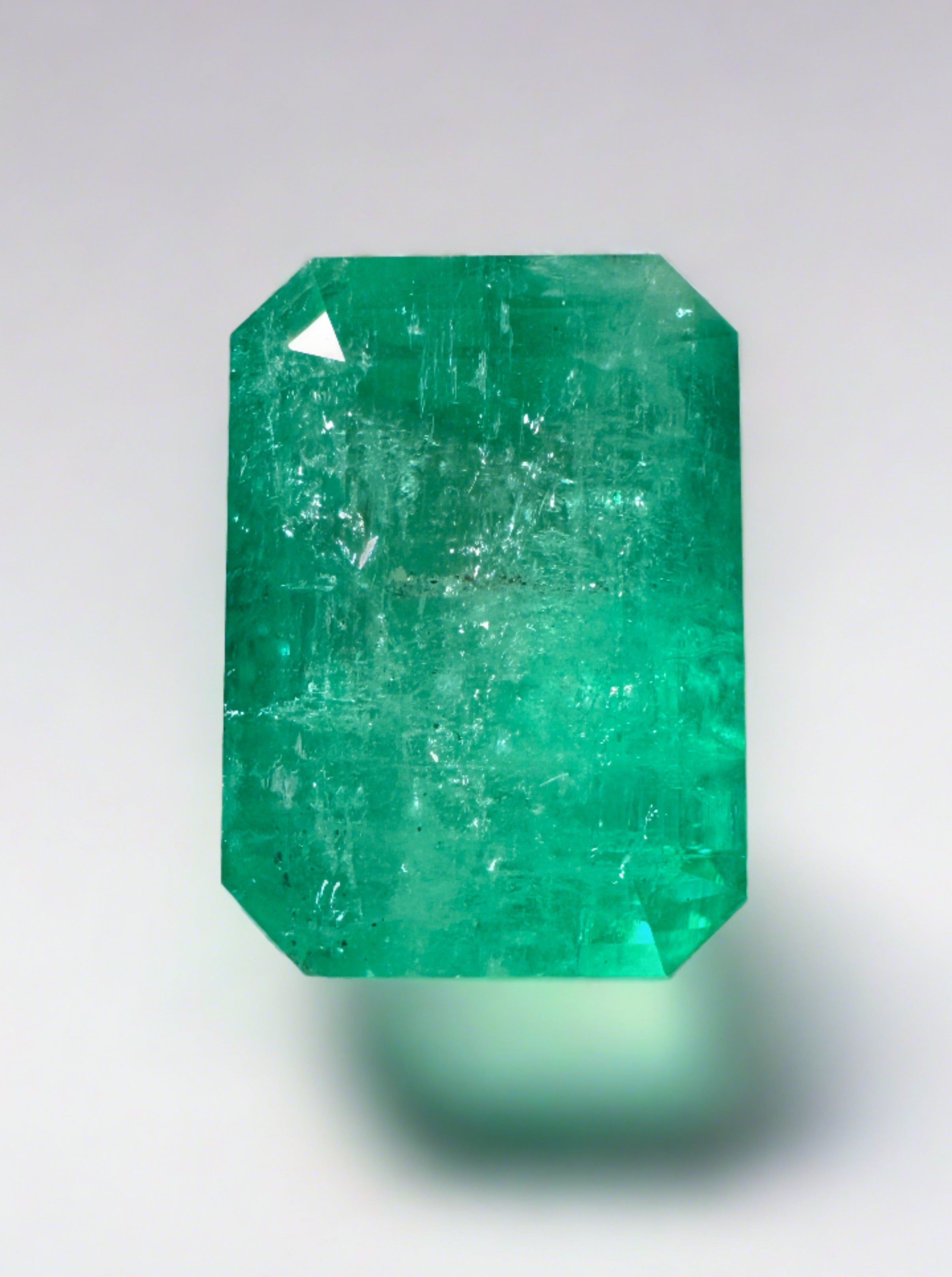 10.03 Carat Earthy Brick 14x10 Green Emerald Cut Loose Colombian Emerald-Emerald Cut - JR Colombian Emeralds