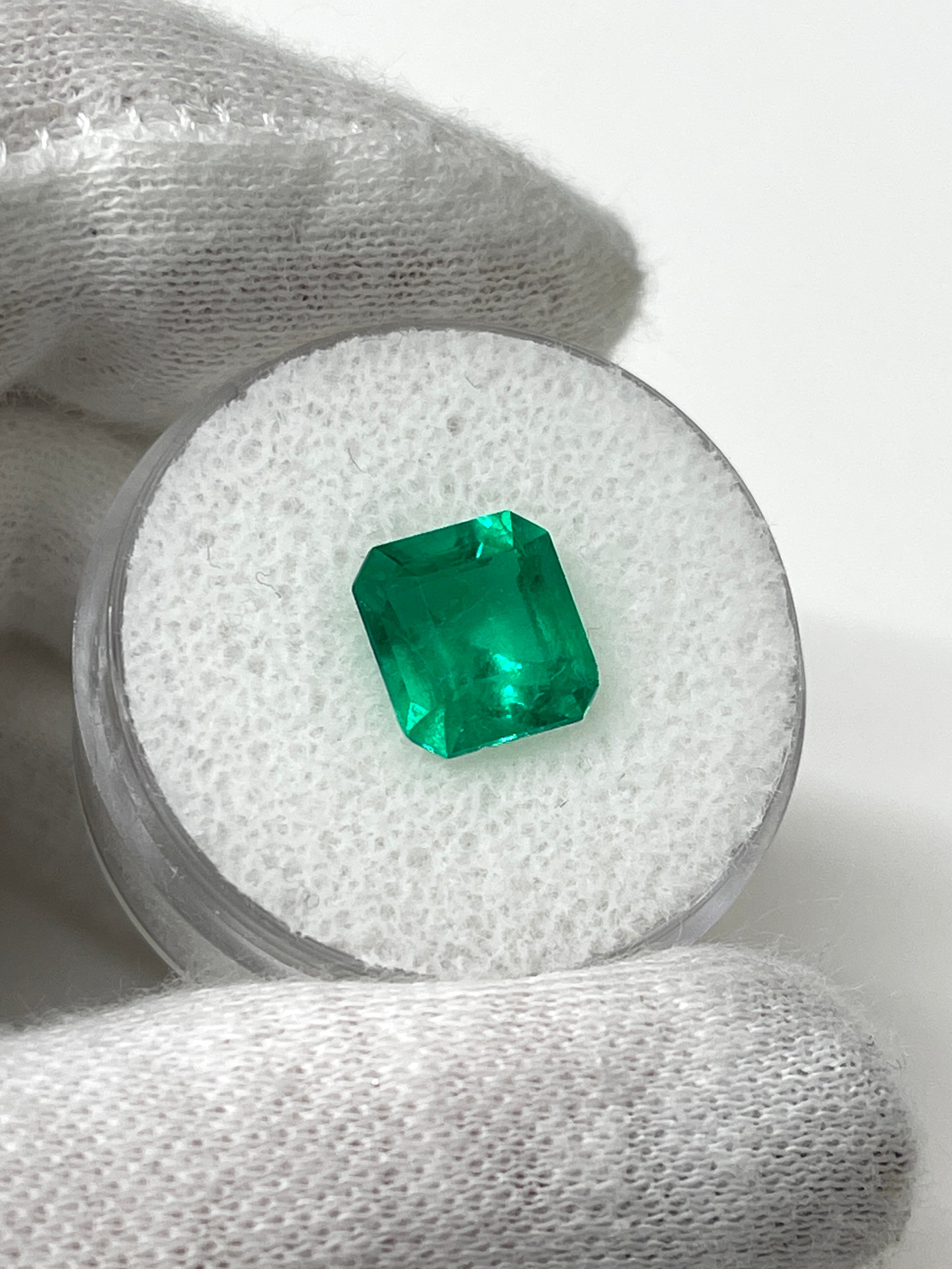 2.90 Carat Vivid Green Natural Loose Colombian Emerald- Emerald Cut