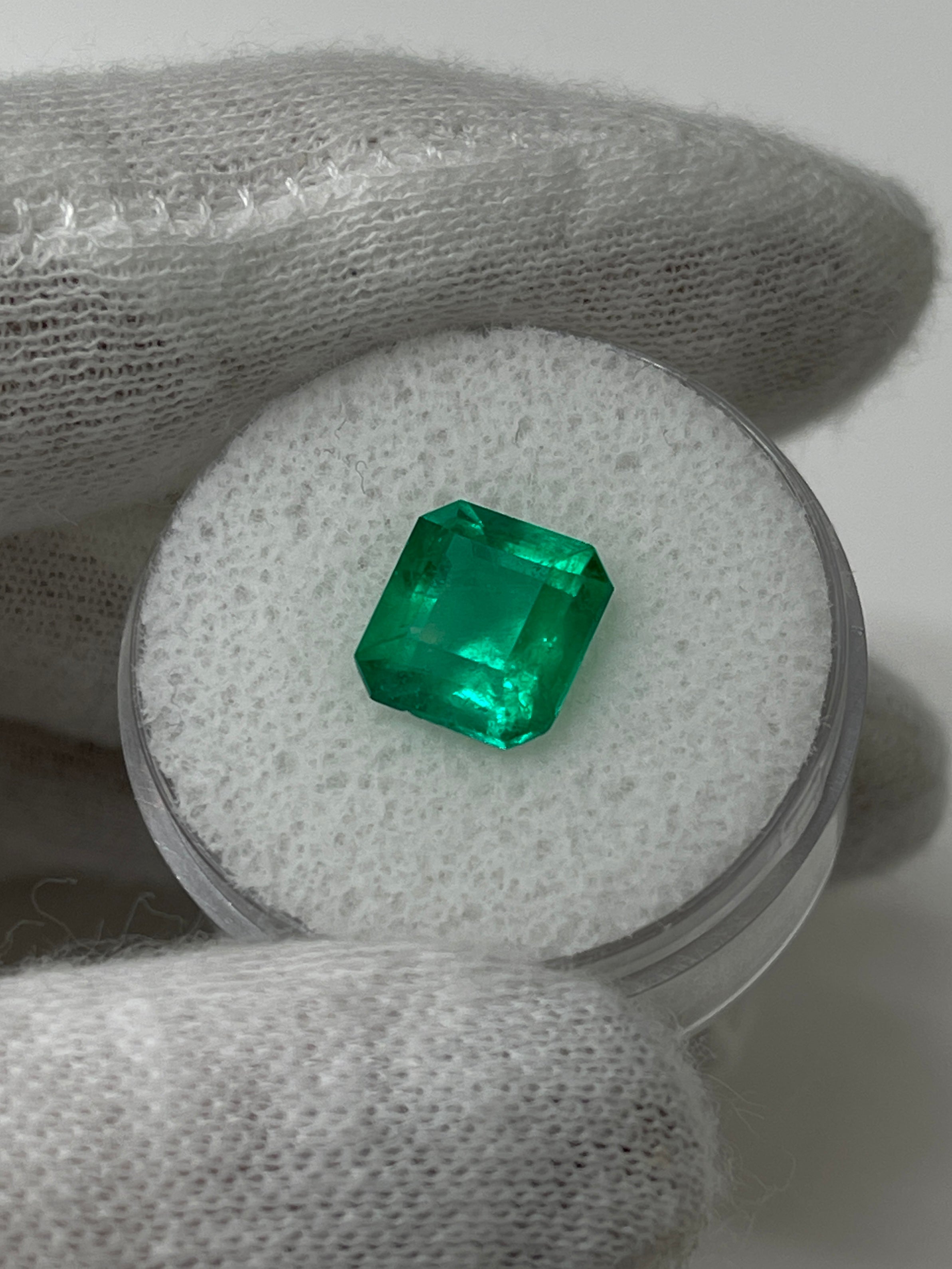 2.90 Carat Vivid Green Natural Loose Colombian Emerald- Emerald Cut