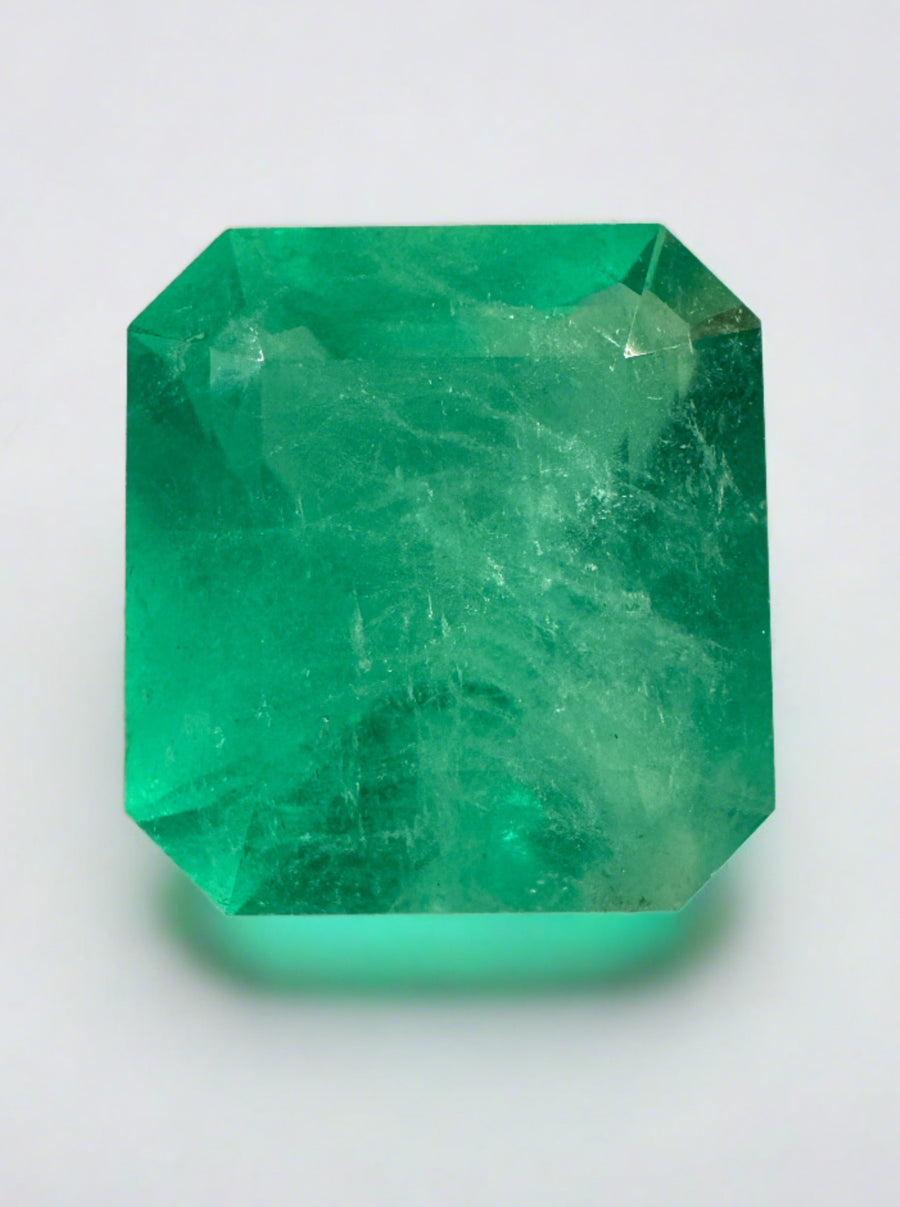 12.09 Carat Large 15x14 Loose Colombian Emerald- Emerald Cut