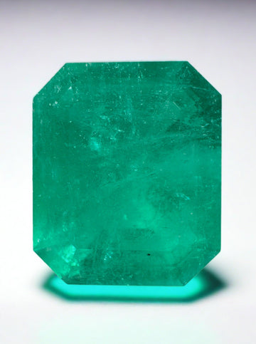 12.31 Carat 15.5 x13 Bluish Green Natural Loose Colombian Emerald- Emerald Cut