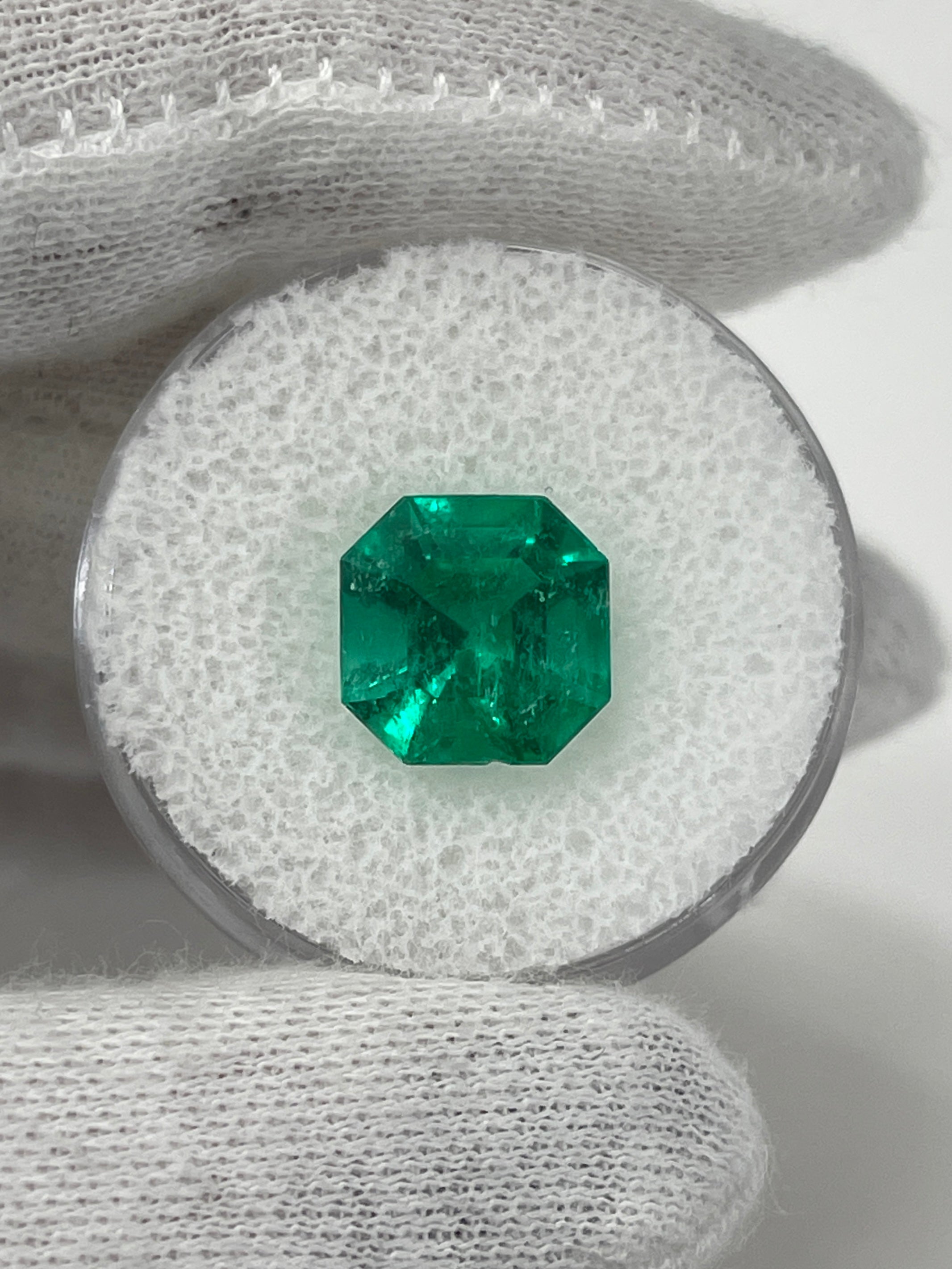 3.68 Carat AAA Vivid Muzo Natural Loose Colombian Emerald-Asscher Cut w/ Clipped Corners