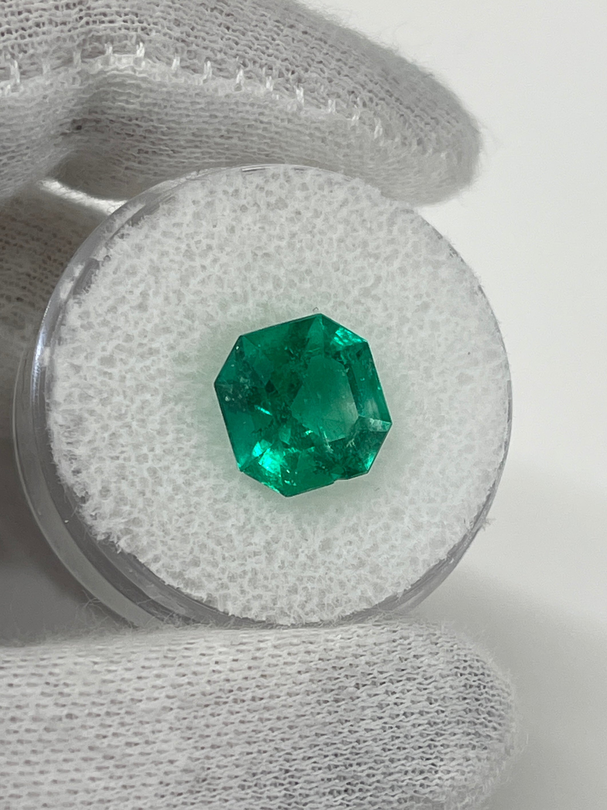 3.68 Carat AAA Vivid Muzo Natural Loose Colombian Emerald-Asscher Cut w/ Clipped Corners