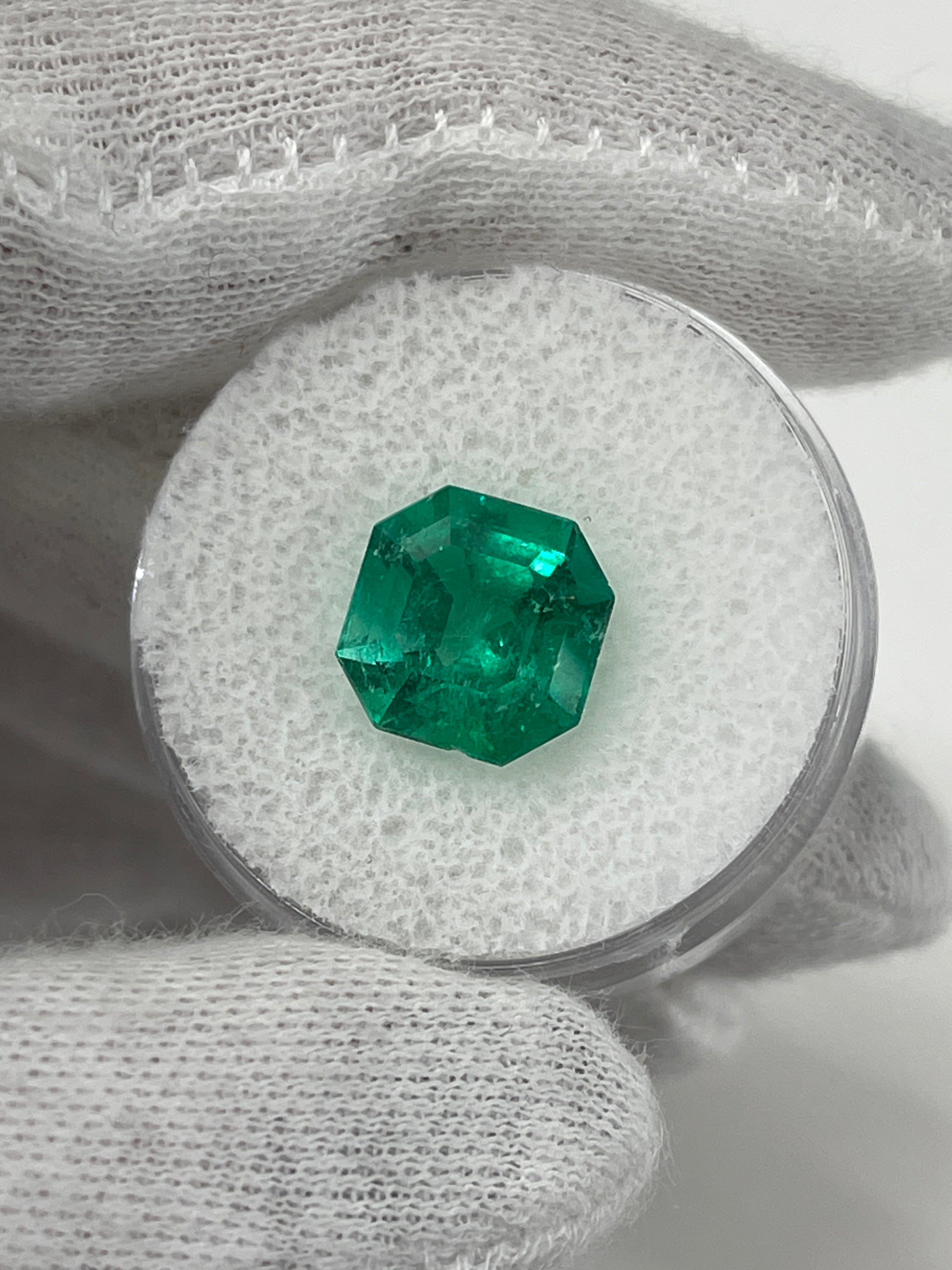 3.68 Carat AAA Vivid Muzo Natural Loose Colombian Emerald-Asscher Cut w/ Clipped Corners