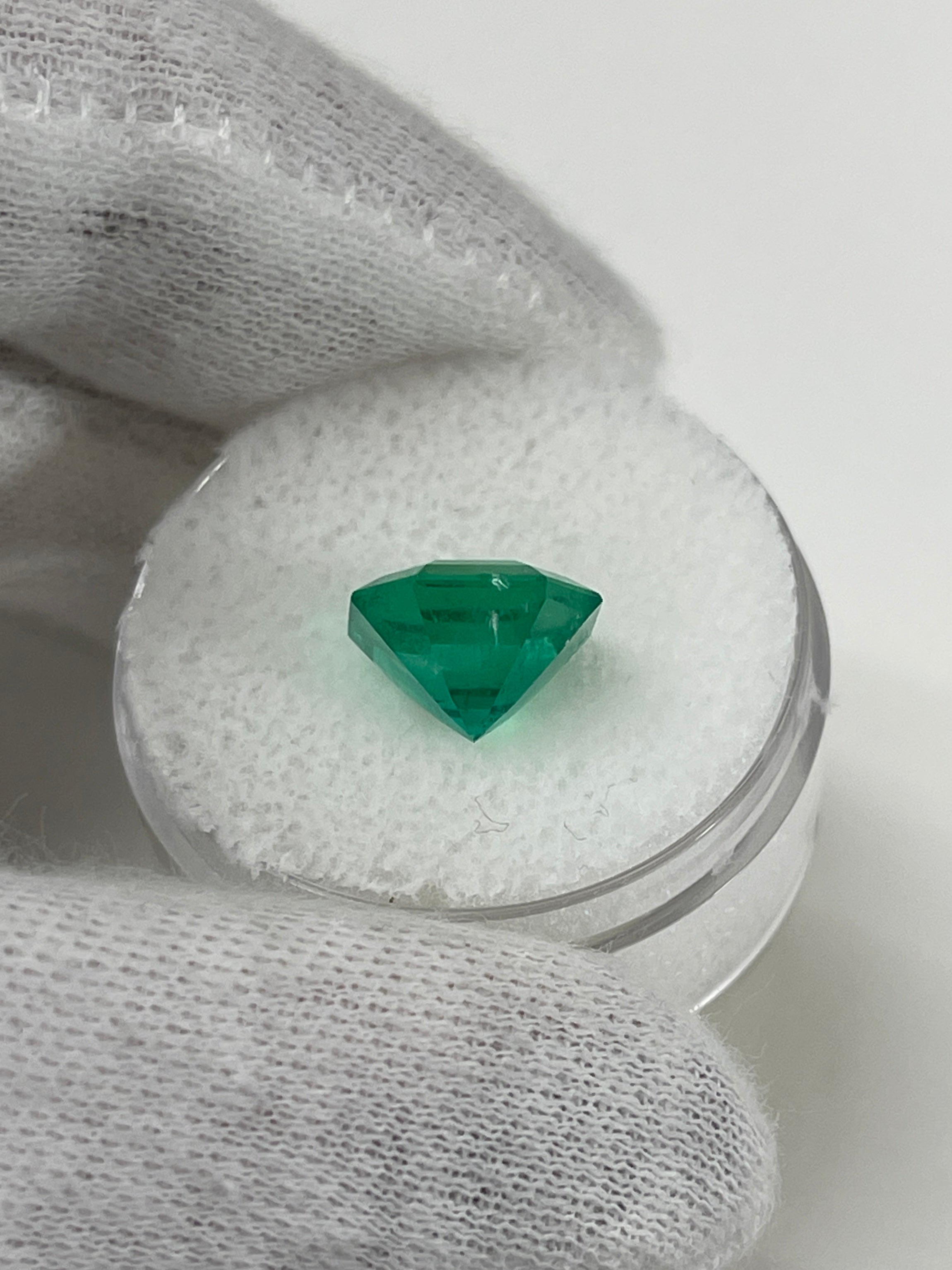 3.68 Carat AAA Vivid Muzo Natural Loose Colombian Emerald-Asscher Cut w/ Clipped Corners