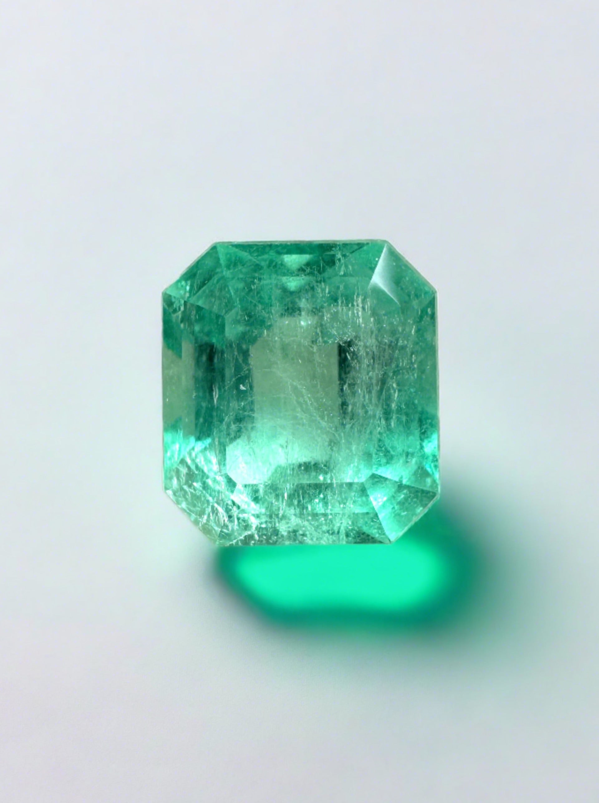 2.03 Carat 8x7 Eye Clean Bluish Green Emerald Cut Natural Unset Colombian Emerald - JR Colombian Emeralds