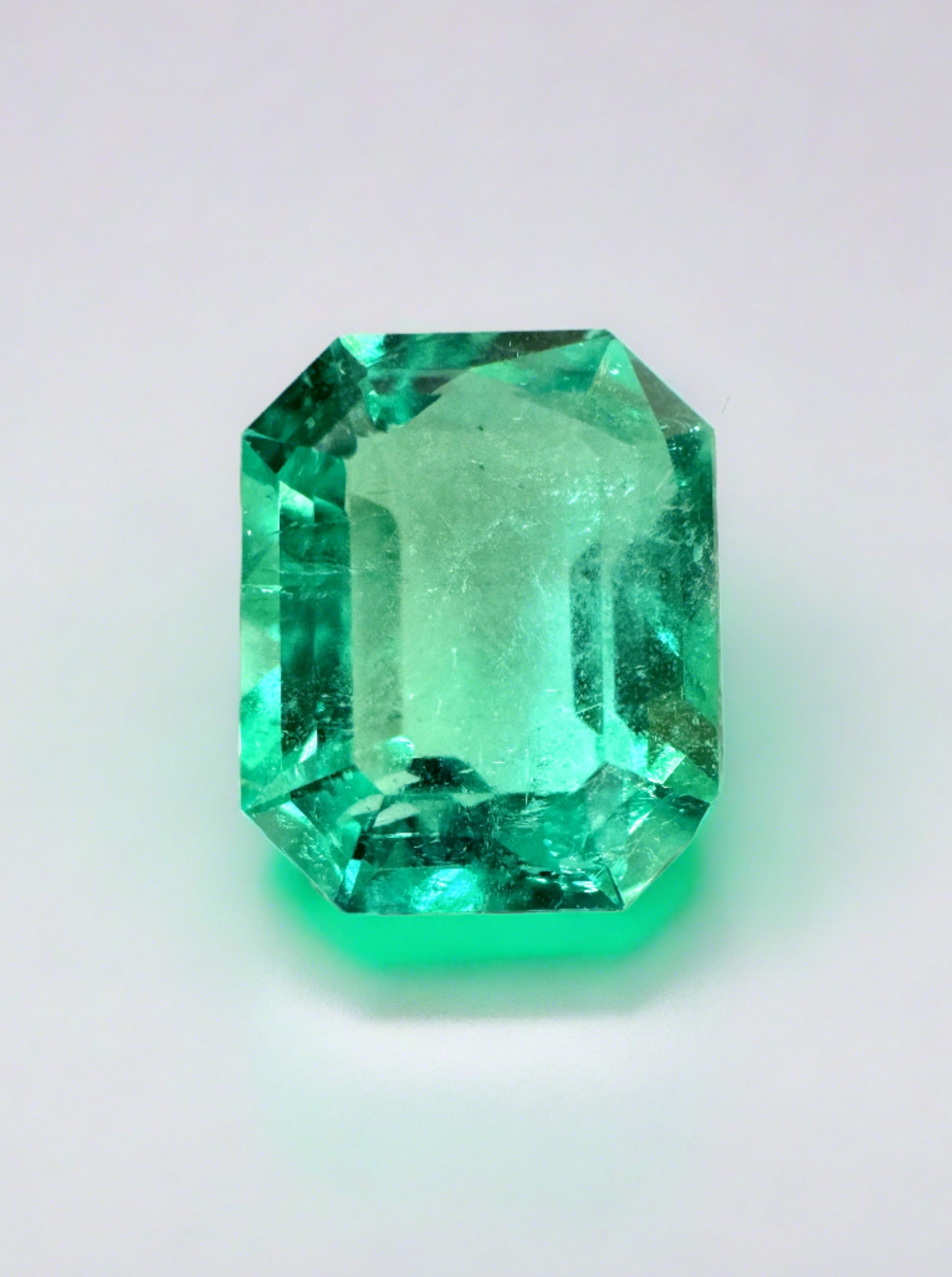 2.14 Carat 9x7 High Clarity Muzo Yellowish Green Natural Loose Colombian Emerald- Emerald Cut - JR Colombian Emeralds