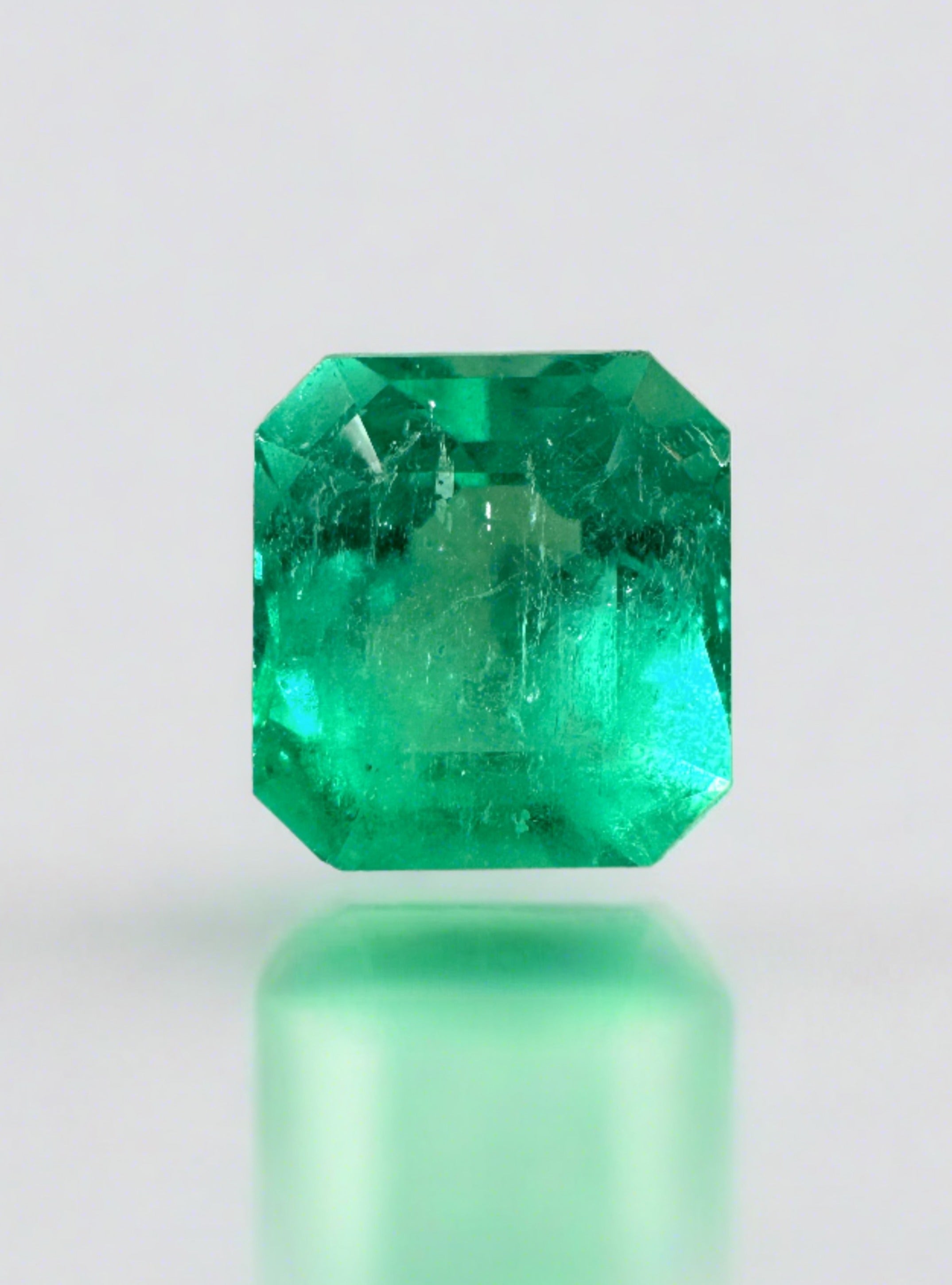 2.14 Carat Chunky Emerald Cut Natural Unset Colombian Emerald-Apple Green - JR Colombian Emeralds