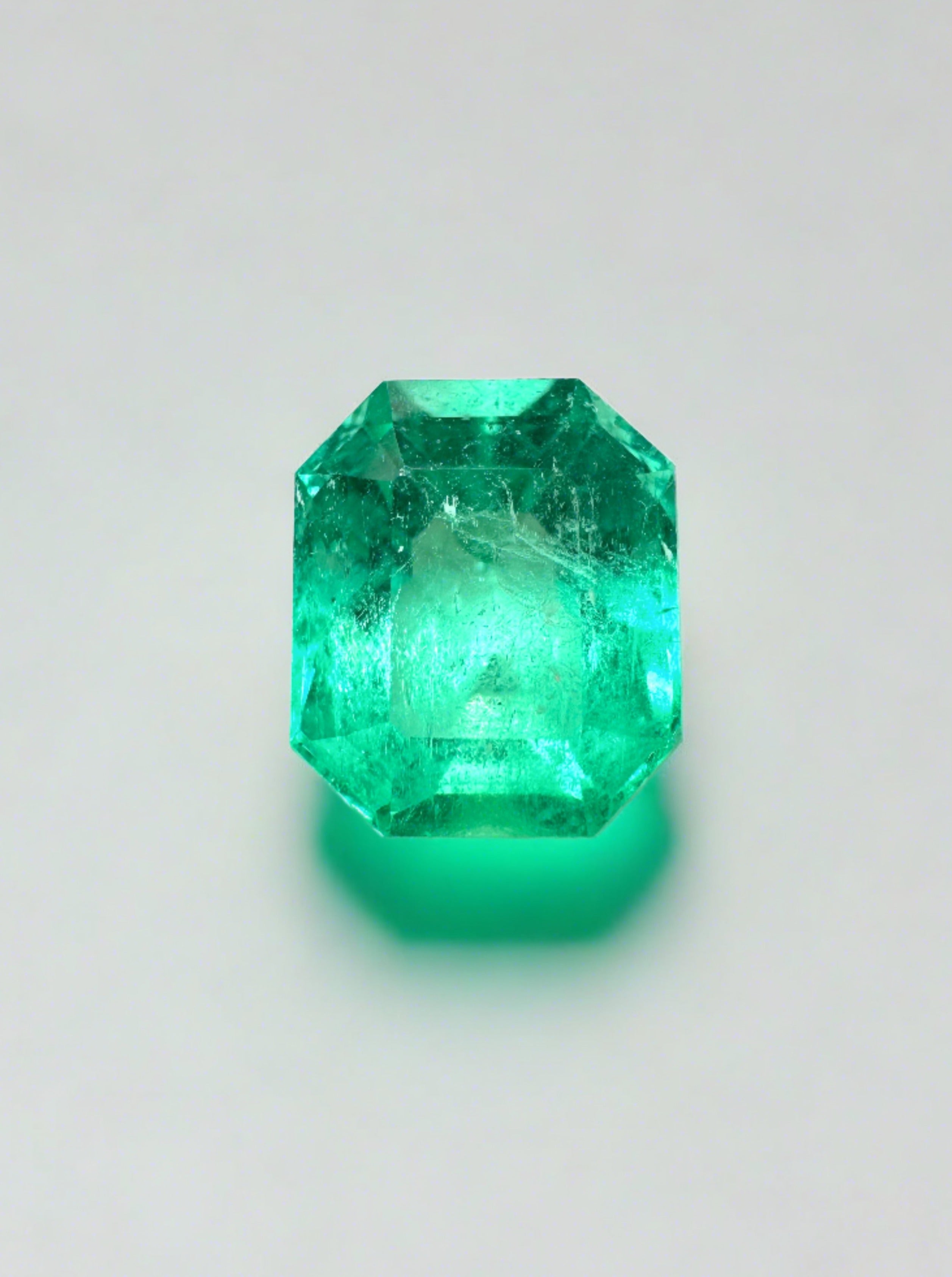 2.28 Carat 8.5x7 GLOWING Muzo Green Natural Loose Colombian Emerald-Emerald Cut - JR Colombian Emeralds