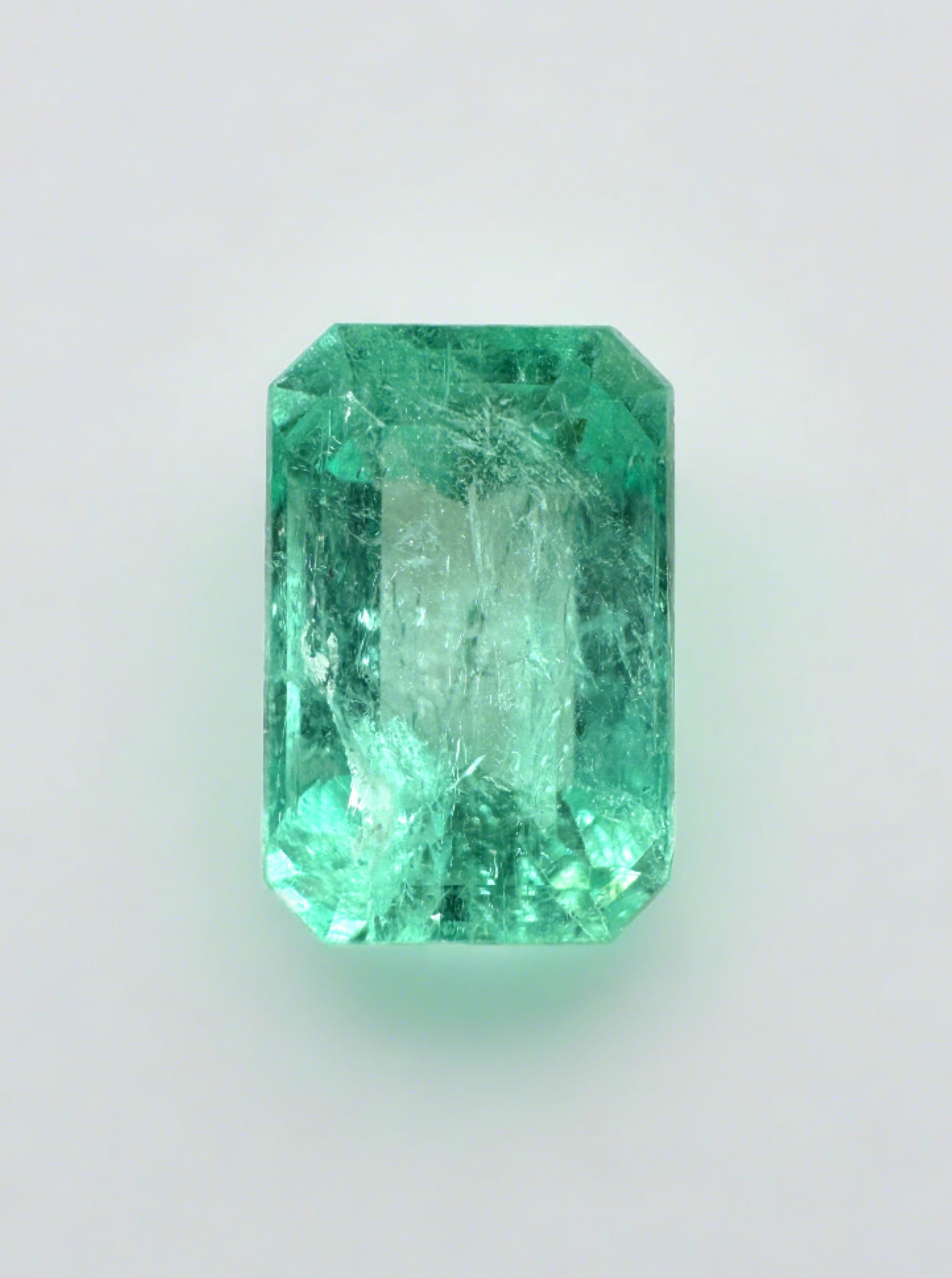 2.39 Carat Bright Spring Green Loose Colombian Emerald- Emerald Cut - JR Colombian Emeralds