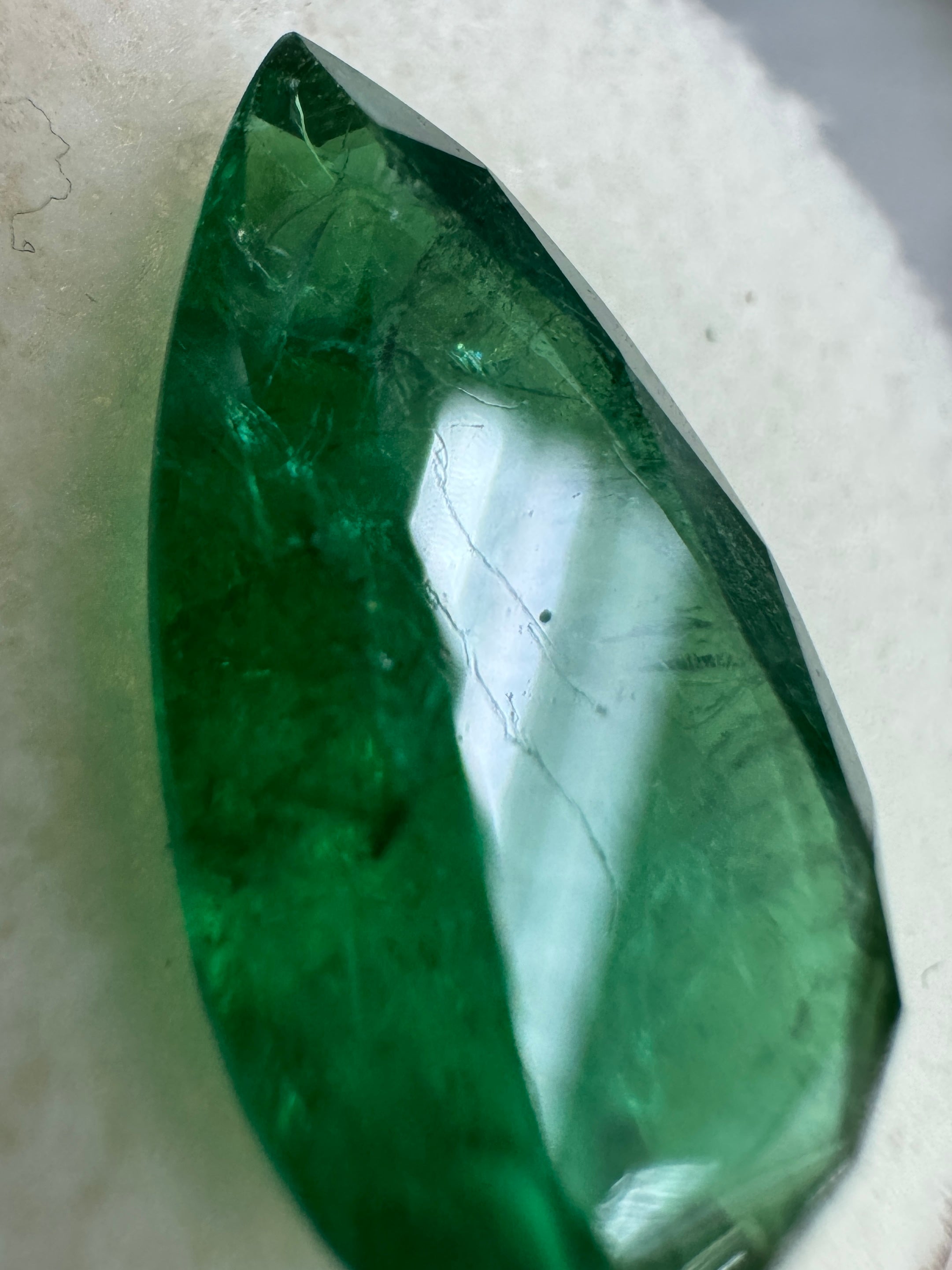 6.44 Carat 17x9 Intense Green Natural Zambian Emerald Pear Cut