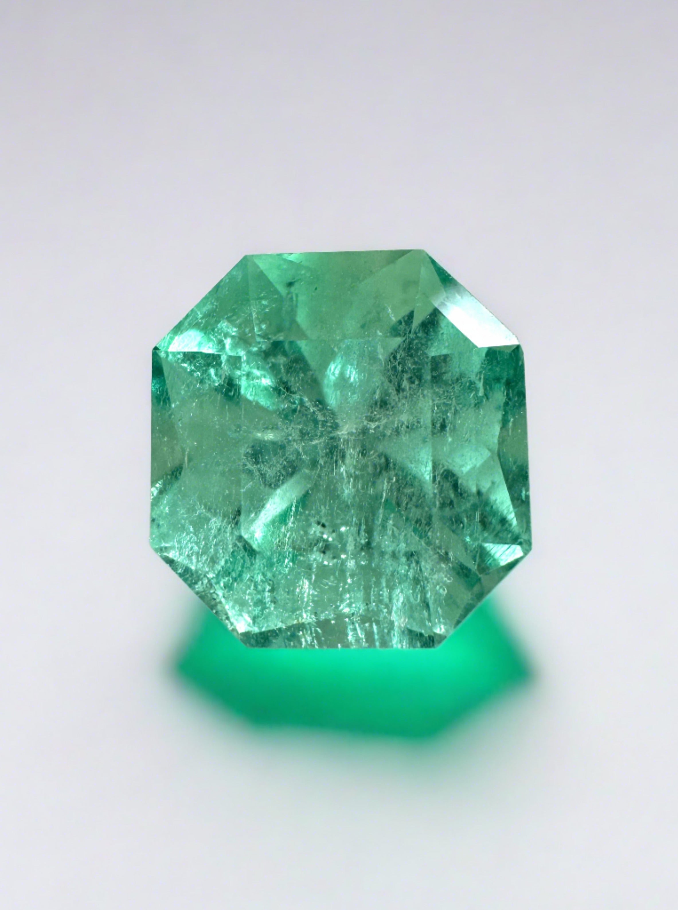 2.57 Carat 8.6x8.3 Minty Art Deco Loose Colombian Emerald-Asscher Cut Clipped Corners - JR Colombian Emeralds