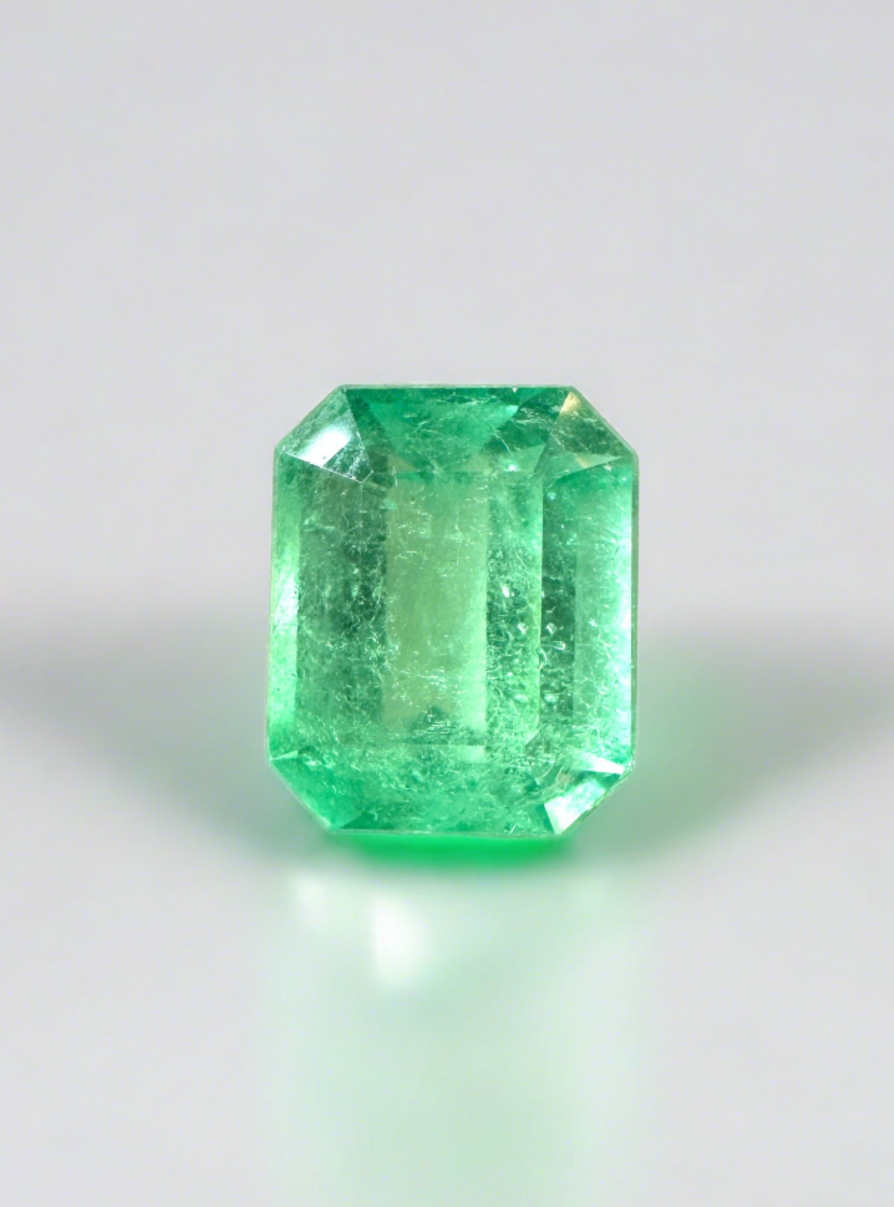 2.62 Carat 9.5x8 Glowy Yellowish Green Natural Loose Colombian Emerald-Emerald Cut - JR Colombian Emeralds